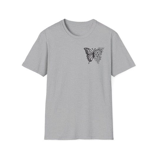 Butterfly Inspirational T-Shirt Softstyle Tee for Nature Lovers, Casual Wear, Gift for Friends, Thoughtful Quote Shirt