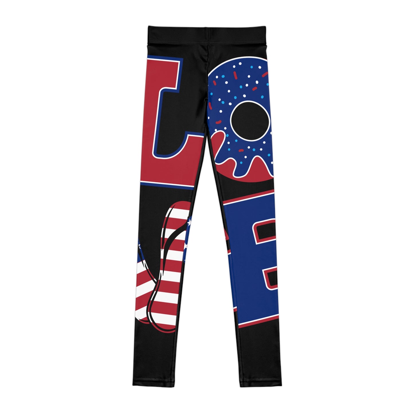Patriotic Youth Leggings | Love Design, Comfortable Activewear for Kids, Sportswear, Gift for Independence Day, Everyday Comfort