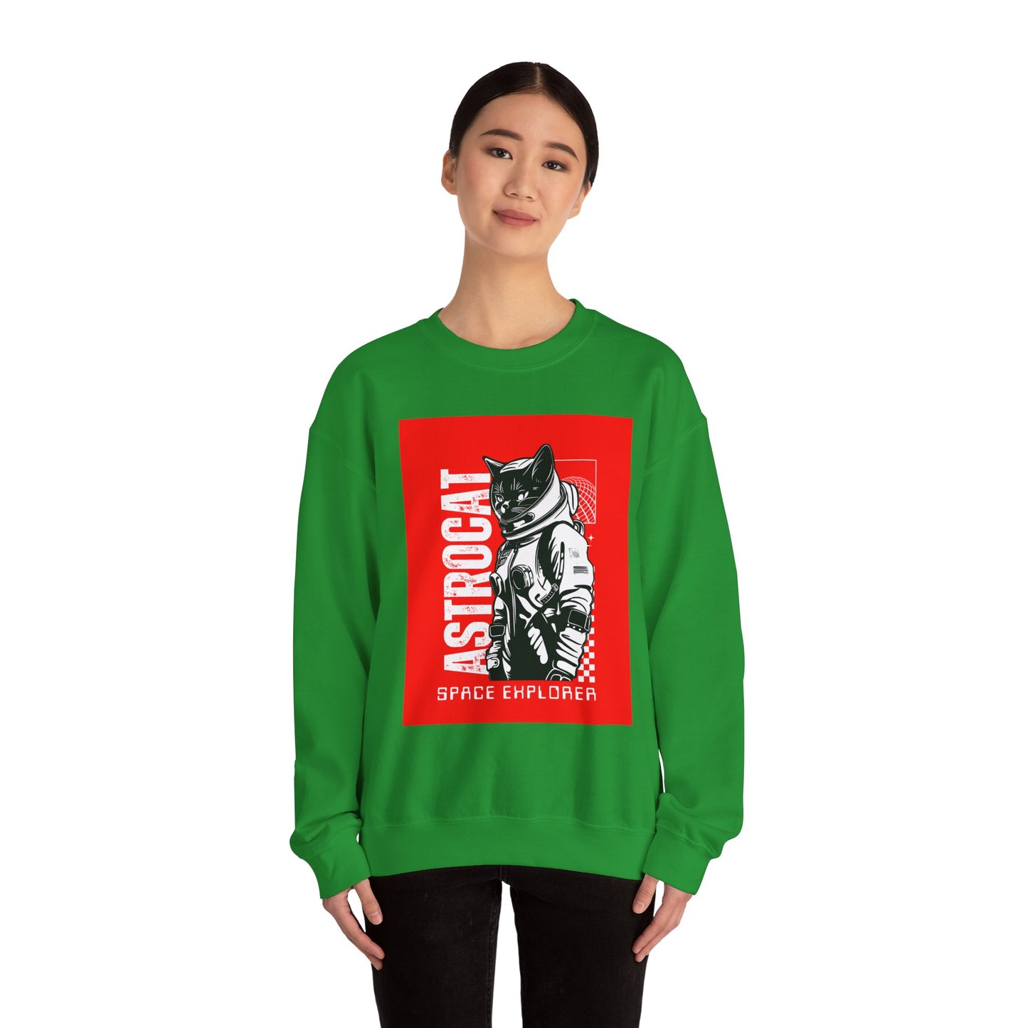 Galaxy Cat Crewneck Sweatshirt, Space Explorer Sweatshirt, Unisex Cat Sweatshirt, Astronaut Sweatshirt, Funny Pet Lover Gift