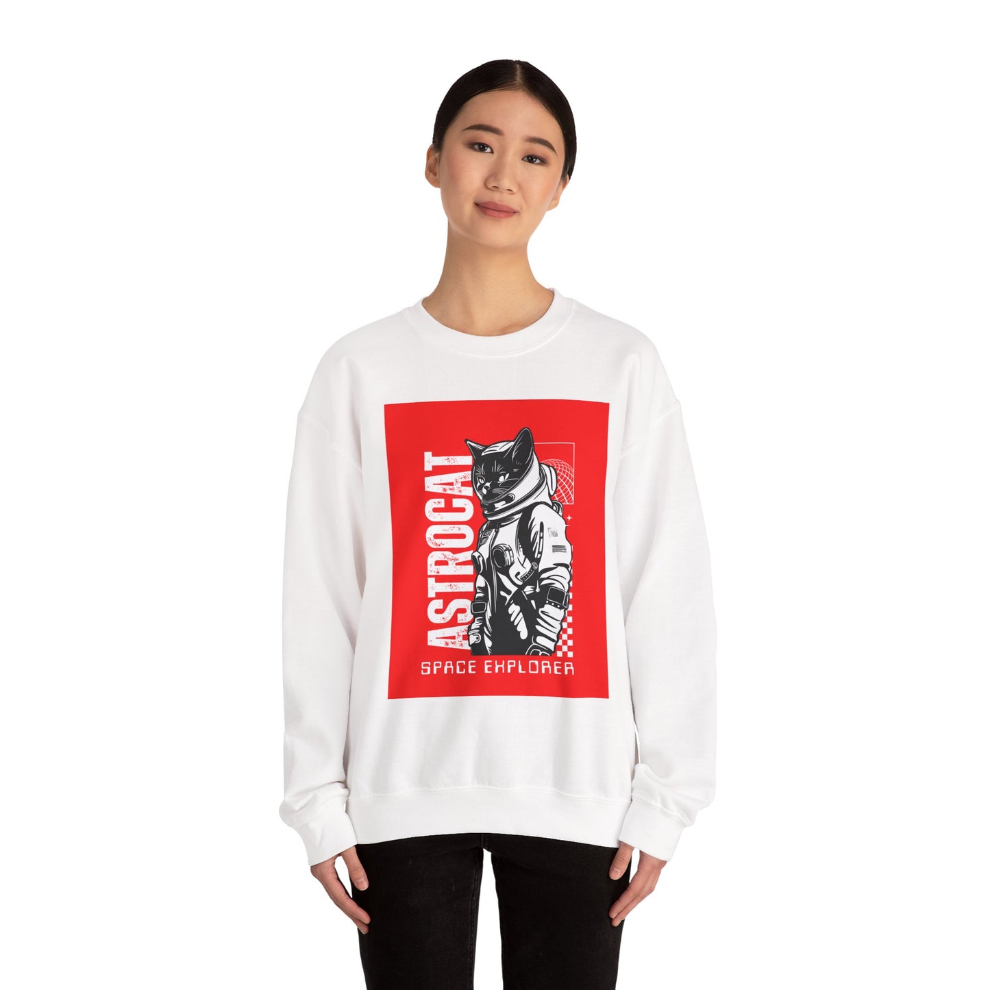 Galaxy Cat Crewneck Sweatshirt, Space Explorer Sweatshirt, Unisex Cat Sweatshirt, Astronaut Sweatshirt, Funny Pet Lover Gift