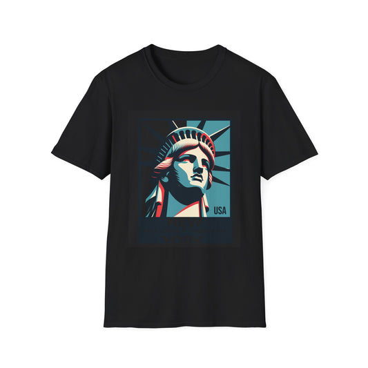American New York USA Unisex Softstyle T-Shirt, Comfortable Everyday Wear, Graphic Tee, Urban Fashion Shirt, Street Style Top