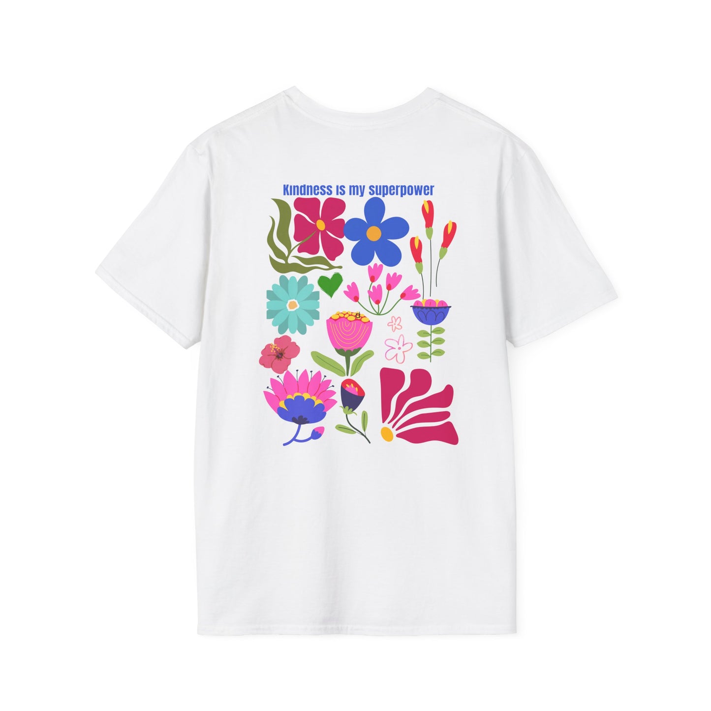 Colorful Inspirational T-Shirt, Kindness is my Superpower Shirt, Floral Graphic Tee, Positive Vibes Apparel, Gift for Friends