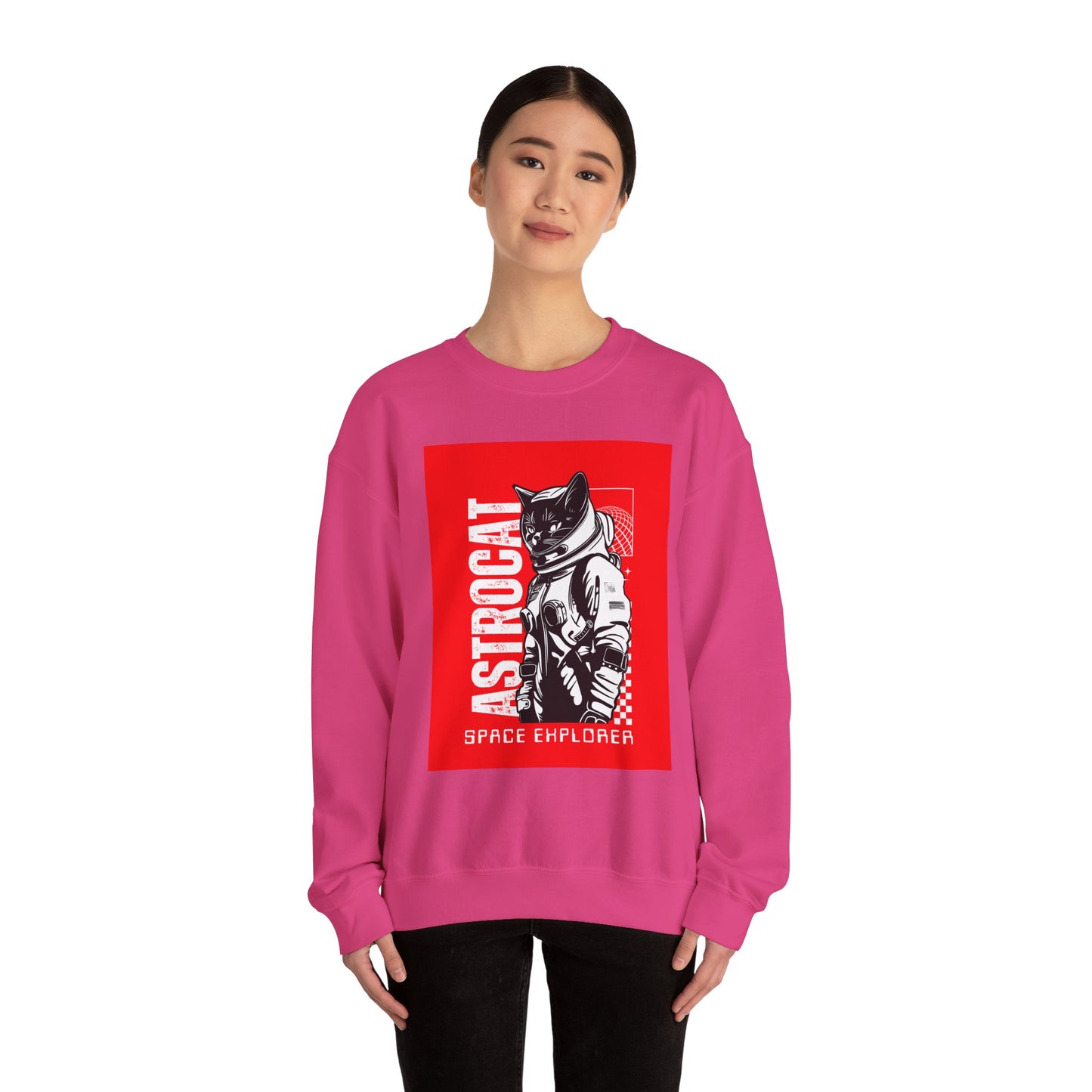 Galaxy Cat Crewneck Sweatshirt, Space Explorer Sweatshirt, Unisex Cat Sweatshirt, Astronaut Sweatshirt, Funny Pet Lover Gift