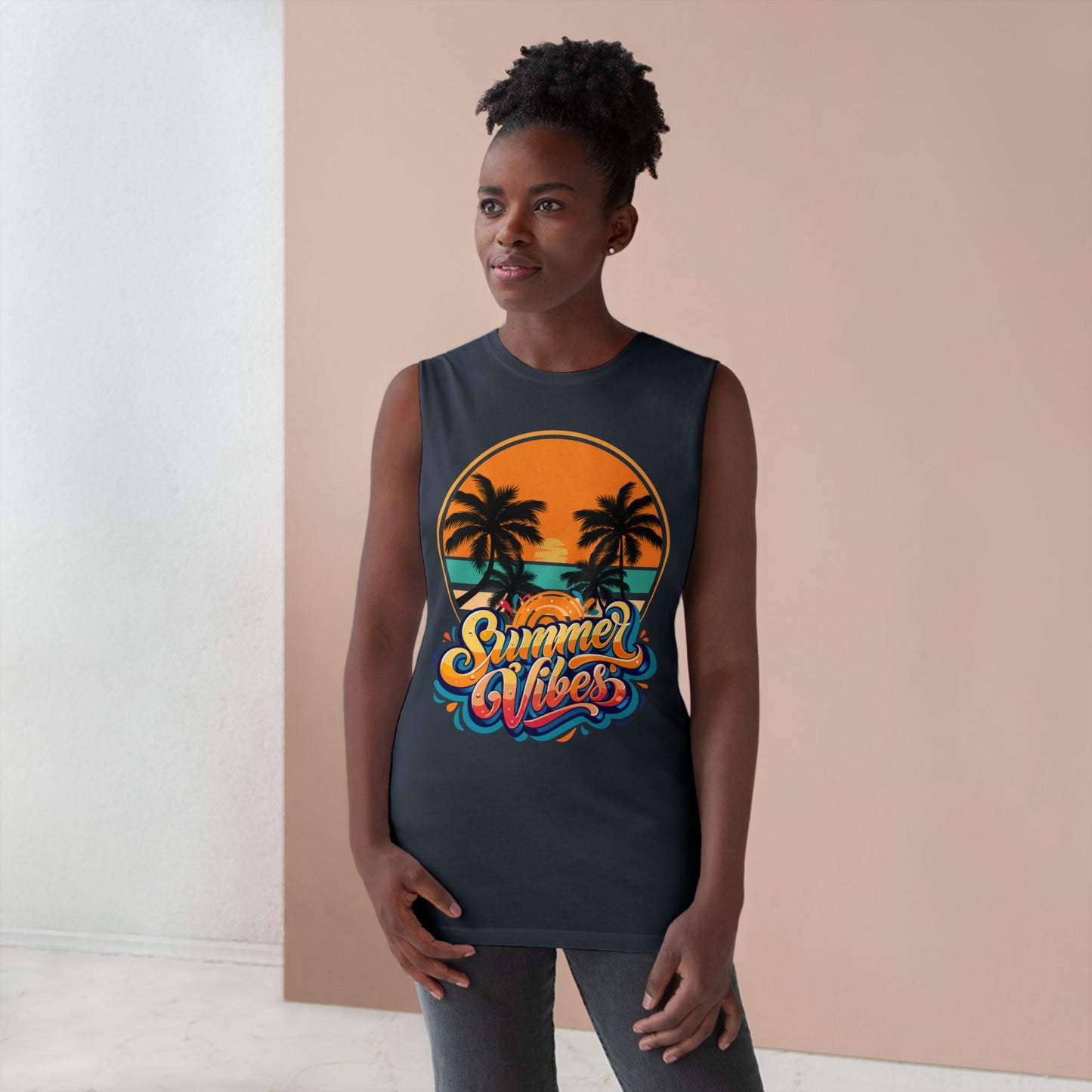 Summer Vibes Tank Top, Unisex Beachwear, Tropical Tee, Vacation Shirt, Casual Summer Apparel, Gift for Him/Her