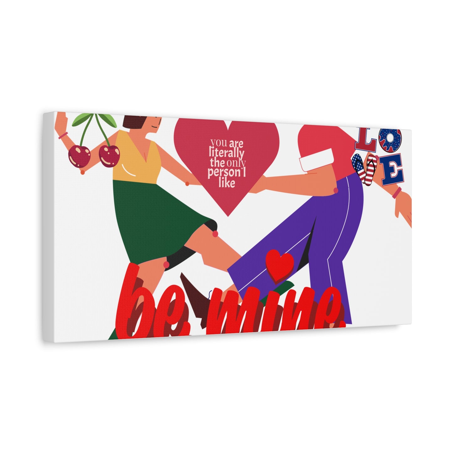Vibrant Canvas Art Print, Cute Couple Dancing, Valentine's Gift, Home Decor, Love Quote Art, Heartfelt Wall Decoration