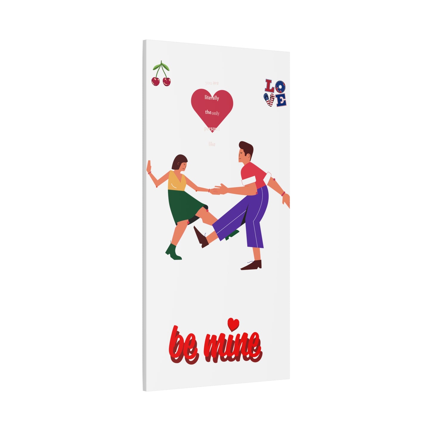 Vibrant Canvas Art Print, Cute Couple Dancing, Valentine's Gift, Home Decor, Love Quote Art, Heartfelt Wall Decoration