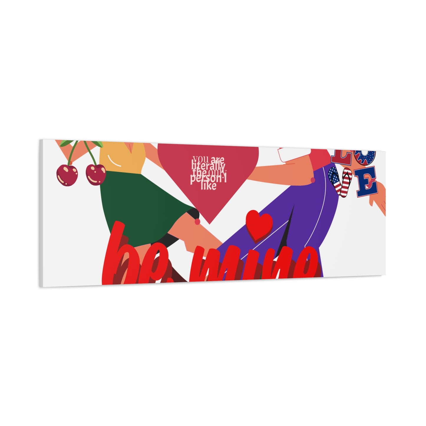 Vibrant Canvas Art Print, Cute Couple Dancing, Valentine's Gift, Home Decor, Love Quote Art, Heartfelt Wall Decoration