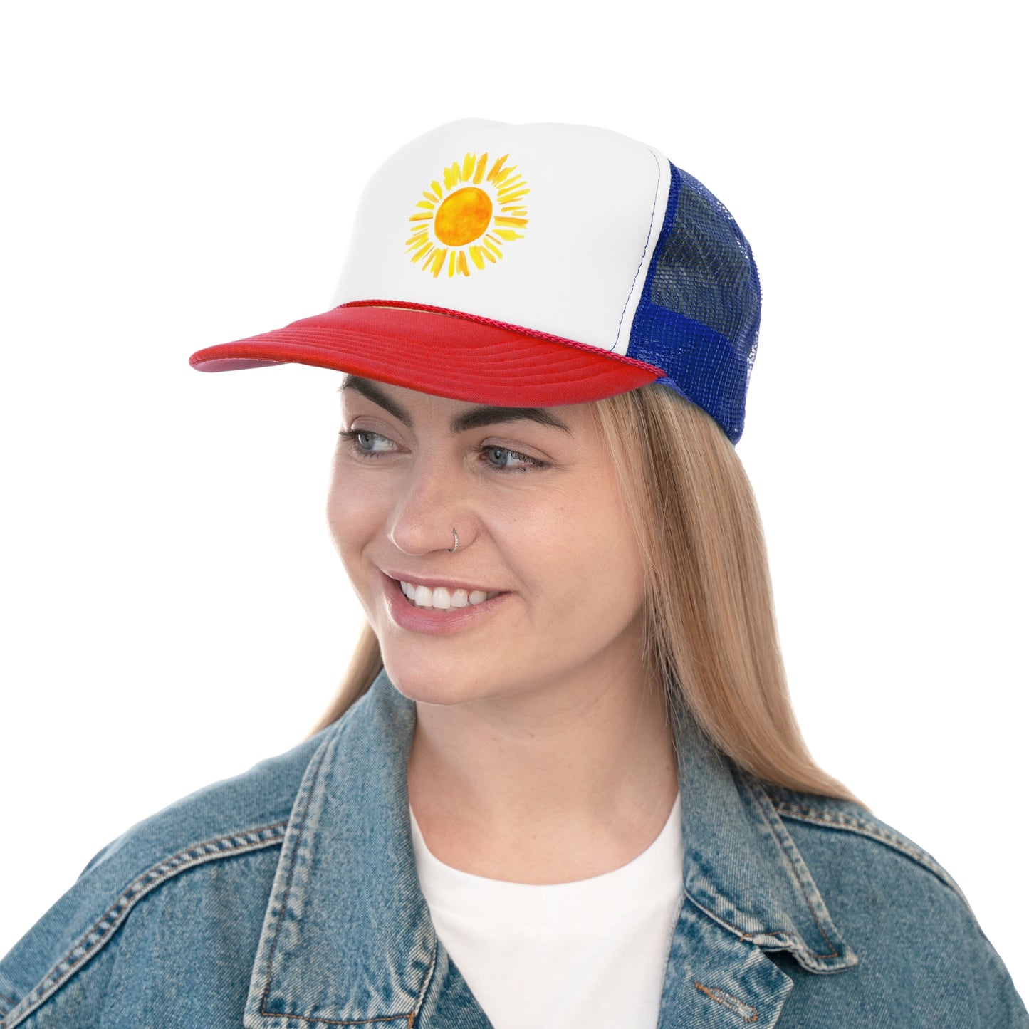 Sunny Vibes Trucker Cap | Summer Hat, Outdoor Cap, Gift for Nature Lovers, Festival Accessory, Sun-themed Cap