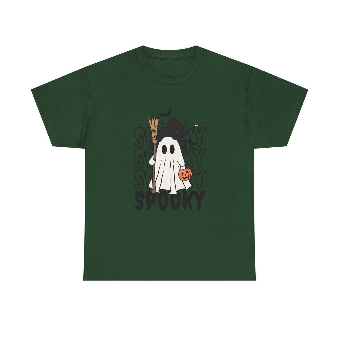 Spooky Ghost Unisex Heavy Cotton Tee - Halloween T-Shirt, Fall Fashion, Halloween Costume, Ghost Shirt, Casual Tee