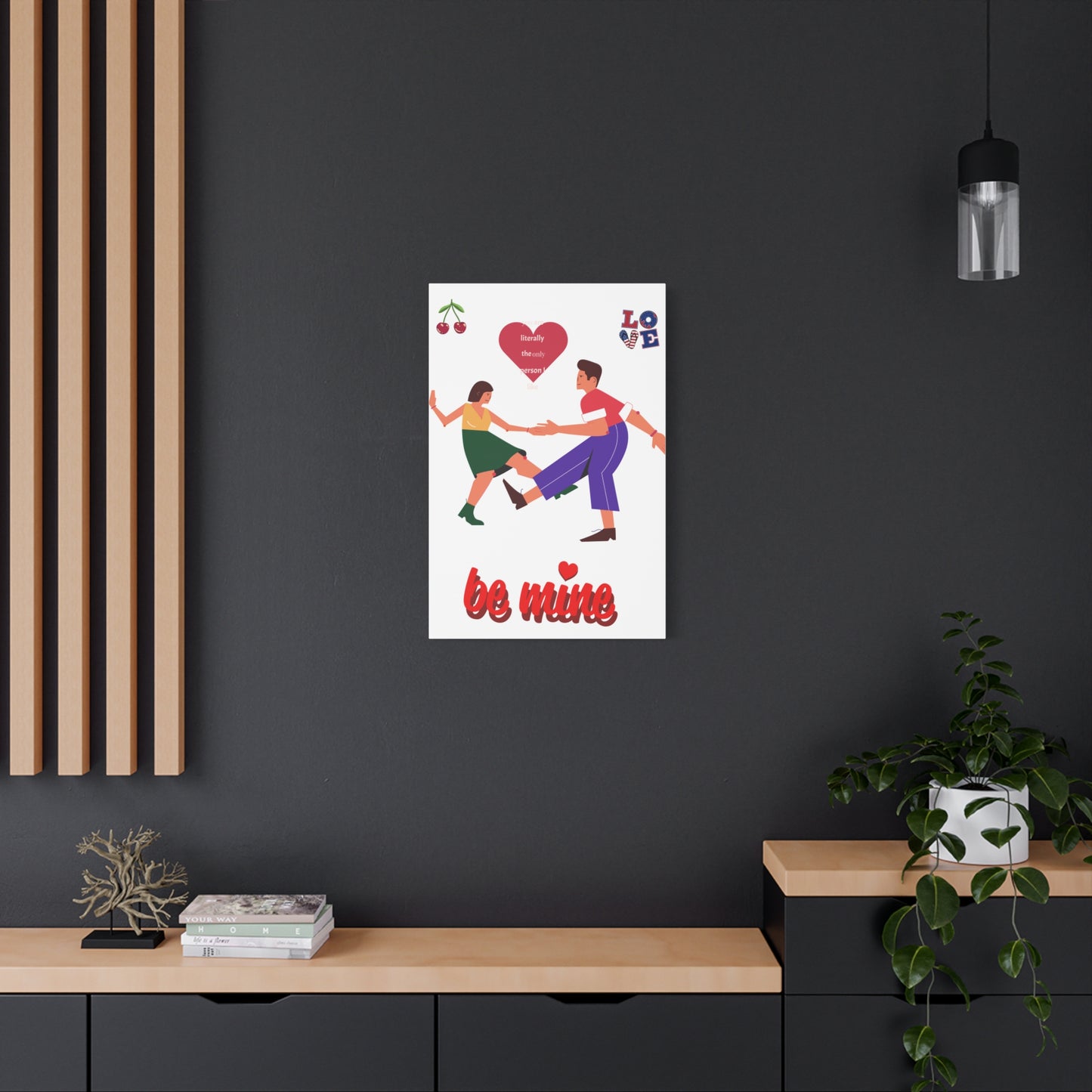 Vibrant Canvas Art Print, Cute Couple Dancing, Valentine's Gift, Home Decor, Love Quote Art, Heartfelt Wall Decoration