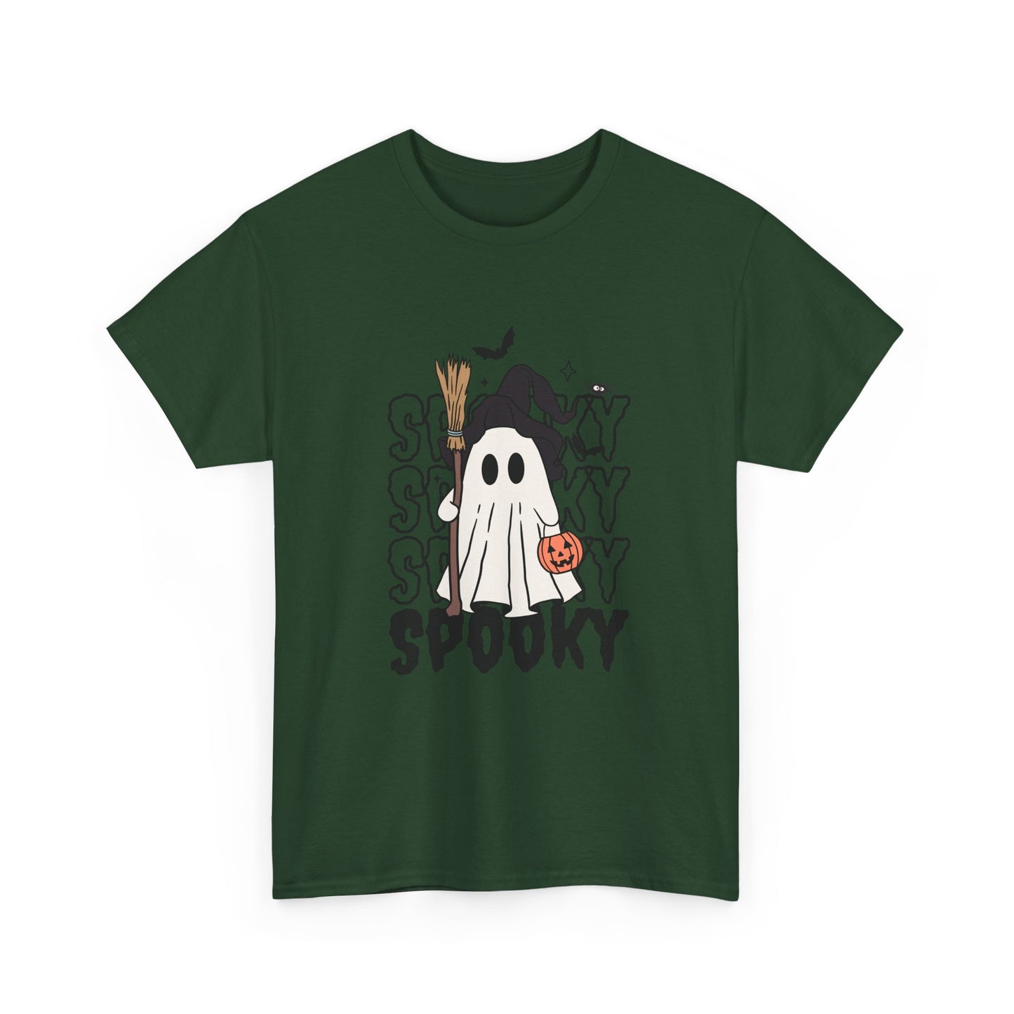 Spooky Ghost Unisex Heavy Cotton Tee - Halloween T-Shirt, Fall Fashion, Halloween Costume, Ghost Shirt, Casual Tee