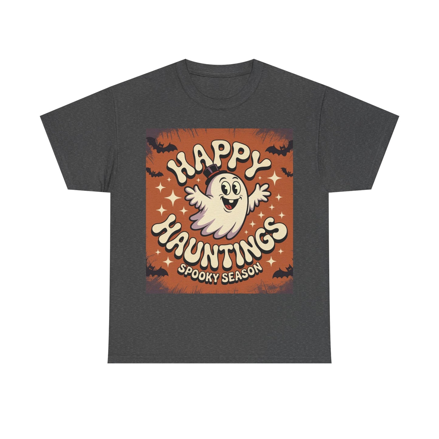 Happy Hauntings Unisex Halloween Tee, Spooky Season T-Shirt, Ghost Graphic Tee, Halloween Party Shirt, Casual Fall Wear