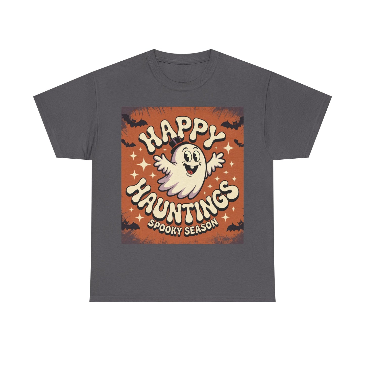 Happy Hauntings Unisex Halloween Tee, Spooky Season T-Shirt, Ghost Graphic Tee, Halloween Party Shirt, Casual Fall Wear