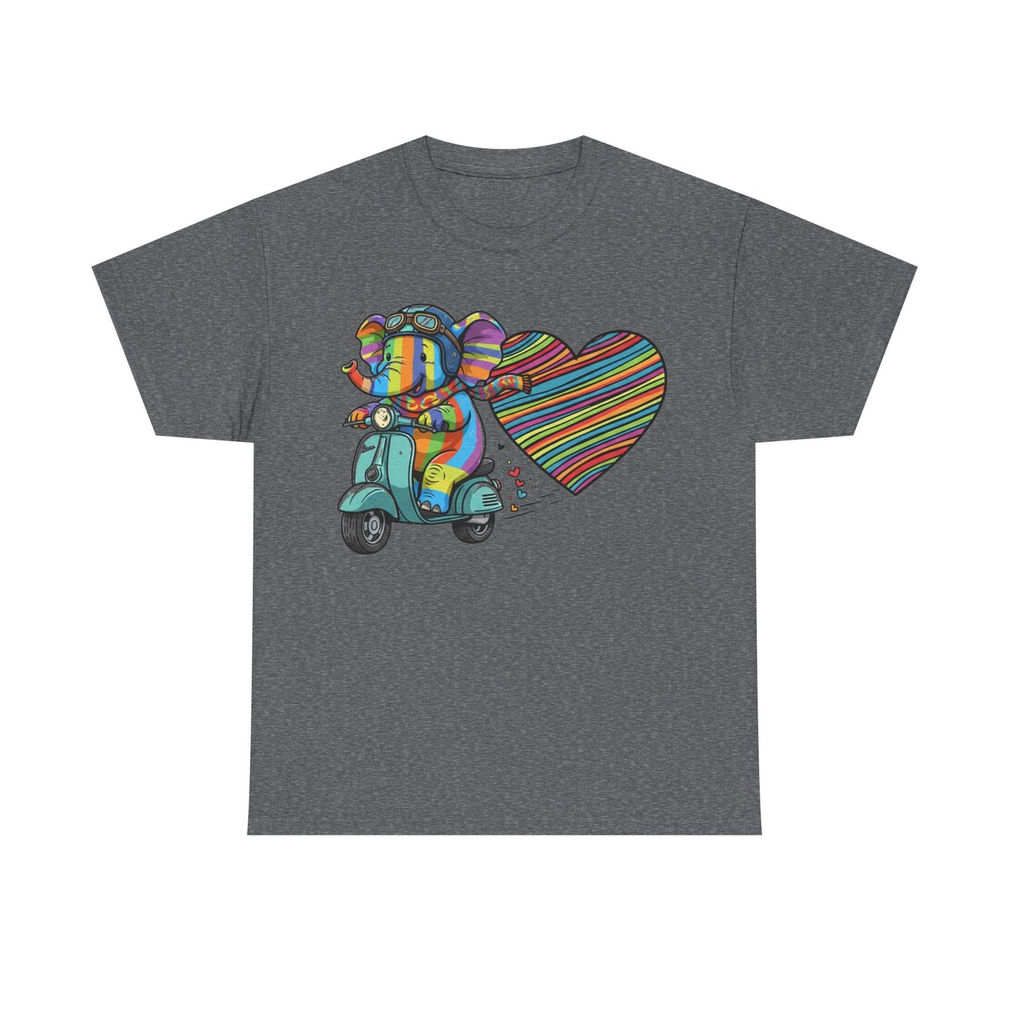 Vibrant Elephant Love Tee, Unisex Cotton T-Shirt, Colorful Graphic T-Shirt, Unique Gift for Animal Lovers, Casual Wear, Cute Apparel
