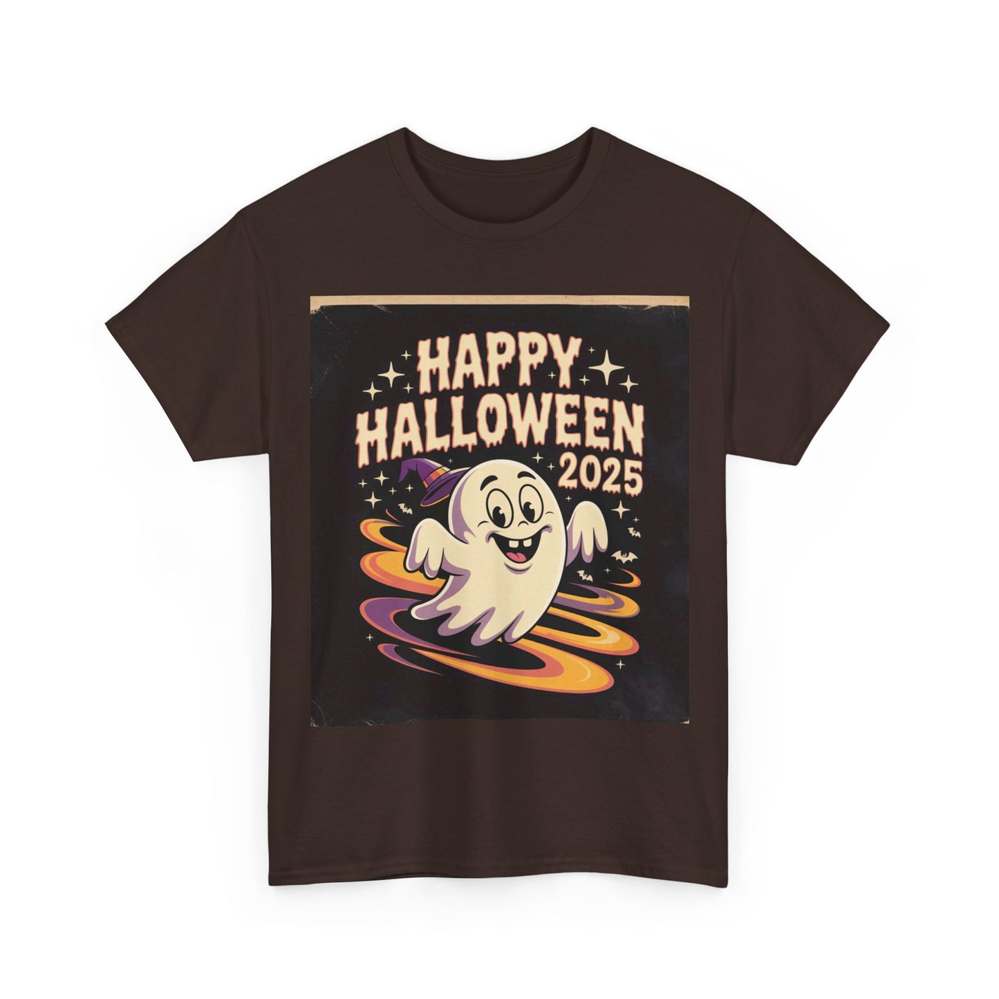Happy Halloween Ghost Unisex Heavy Cotton Tee, Spooky Shirt, Halloween Costume, Festive Apparel, Autumn Style, Boo-tiful Tee