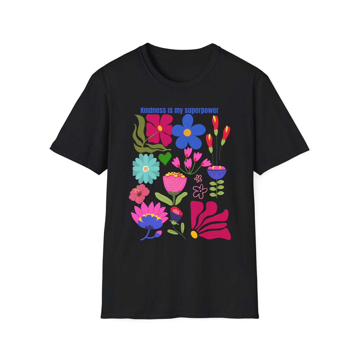 Colorful Kindness Is My Superpower T-Shirt - Floral Graphic Tee, Gift for Friends, Positive Vibes Apparel, Casual Summer Top, Art [...]