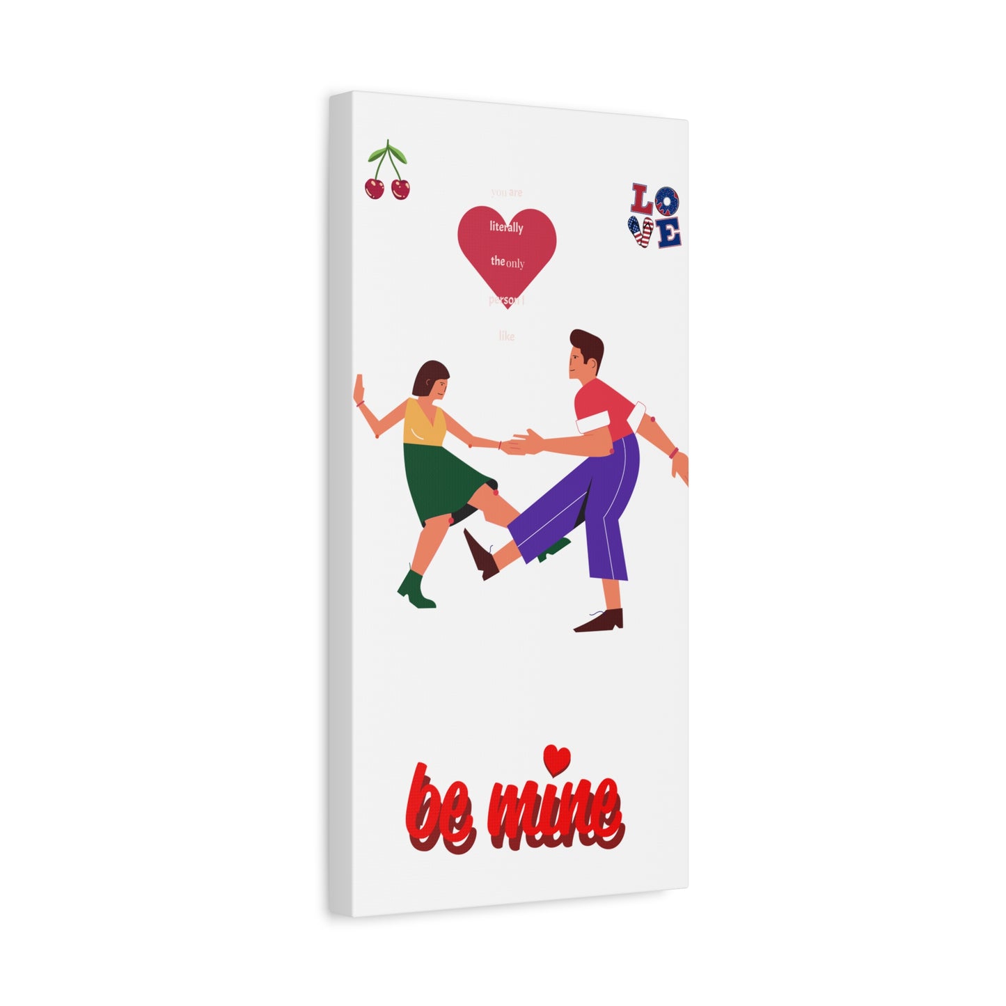 Vibrant Canvas Art Print, Cute Couple Dancing, Valentine's Gift, Home Decor, Love Quote Art, Heartfelt Wall Decoration