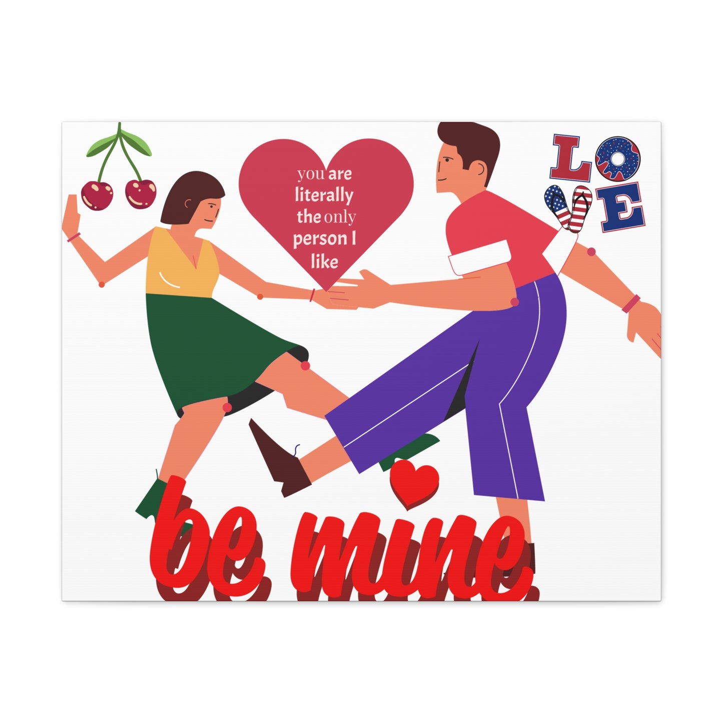 Vibrant Canvas Art Print, Cute Couple Dancing, Valentine's Gift, Home Decor, Love Quote Art, Heartfelt Wall Decoration