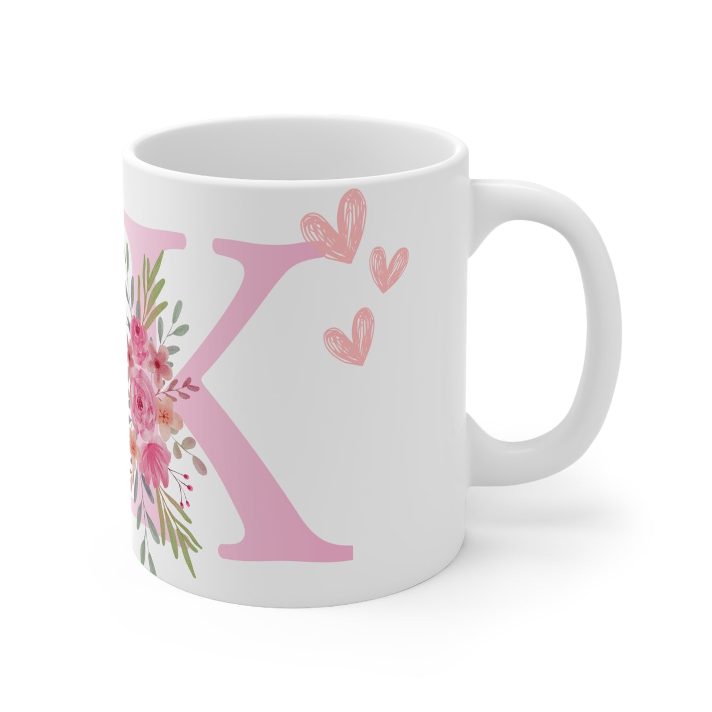 Floral Initial Coffee Mugs  Personalized Gift for Her  Cute Ceramic Cups, Tea Cups,Wedding, Home Decor