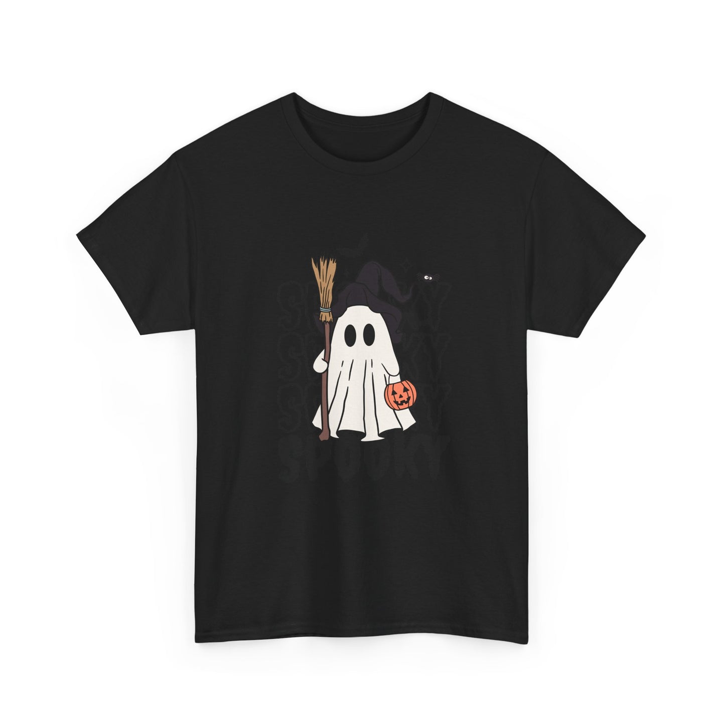 Spooky Ghost Unisex Heavy Cotton Tee - Halloween T-Shirt, Fall Fashion, Halloween Costume, Ghost Shirt, Casual Tee
