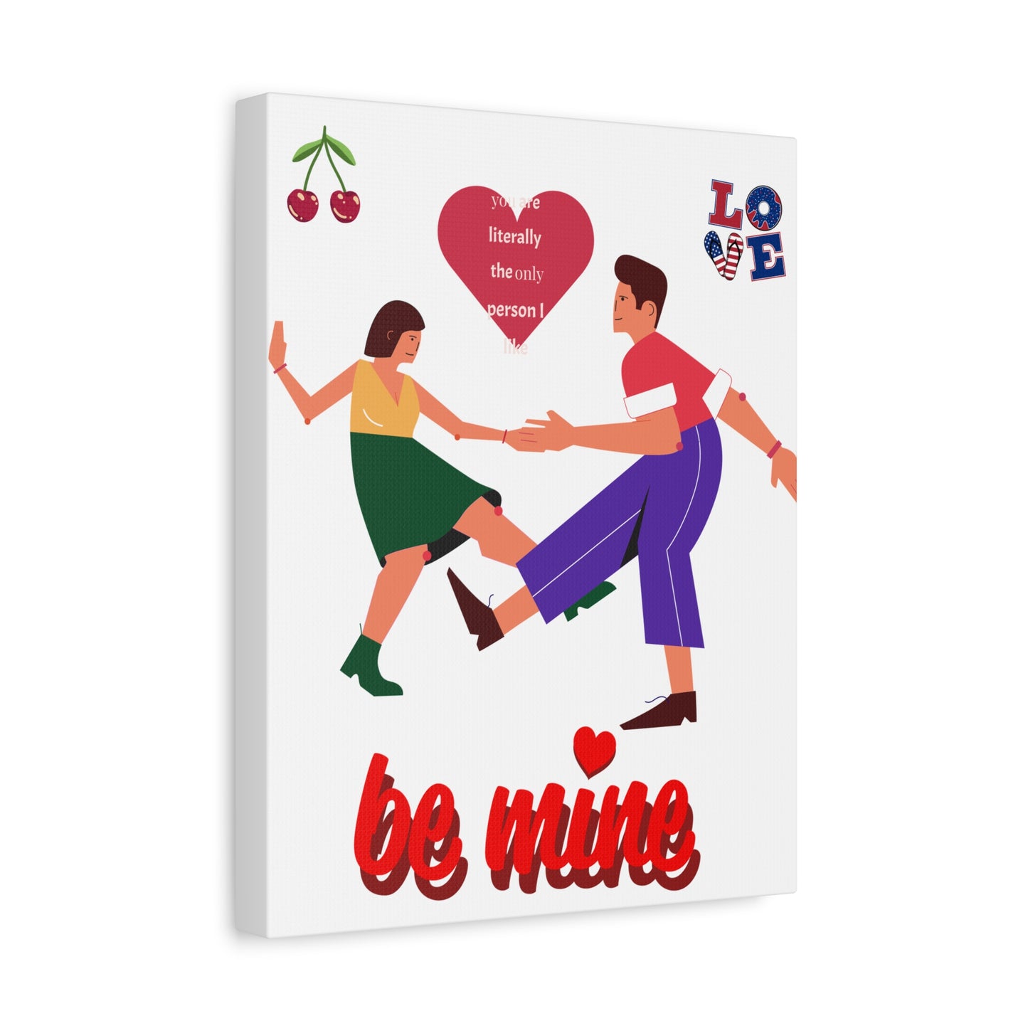 Vibrant Canvas Art Print, Cute Couple Dancing, Valentine's Gift, Home Decor, Love Quote Art, Heartfelt Wall Decoration