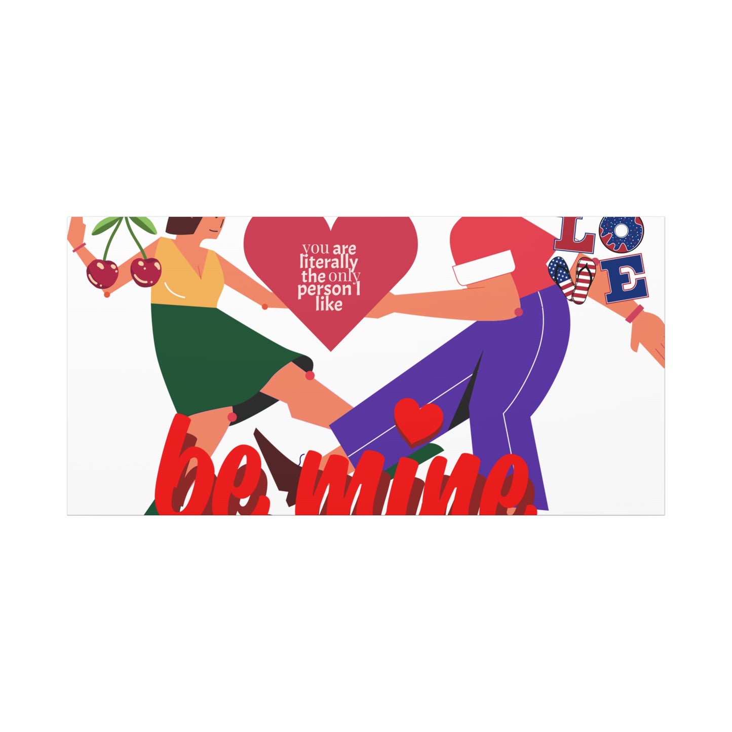 Vibrant Canvas Art Print, Cute Couple Dancing, Valentine's Gift, Home Decor, Love Quote Art, Heartfelt Wall Decoration