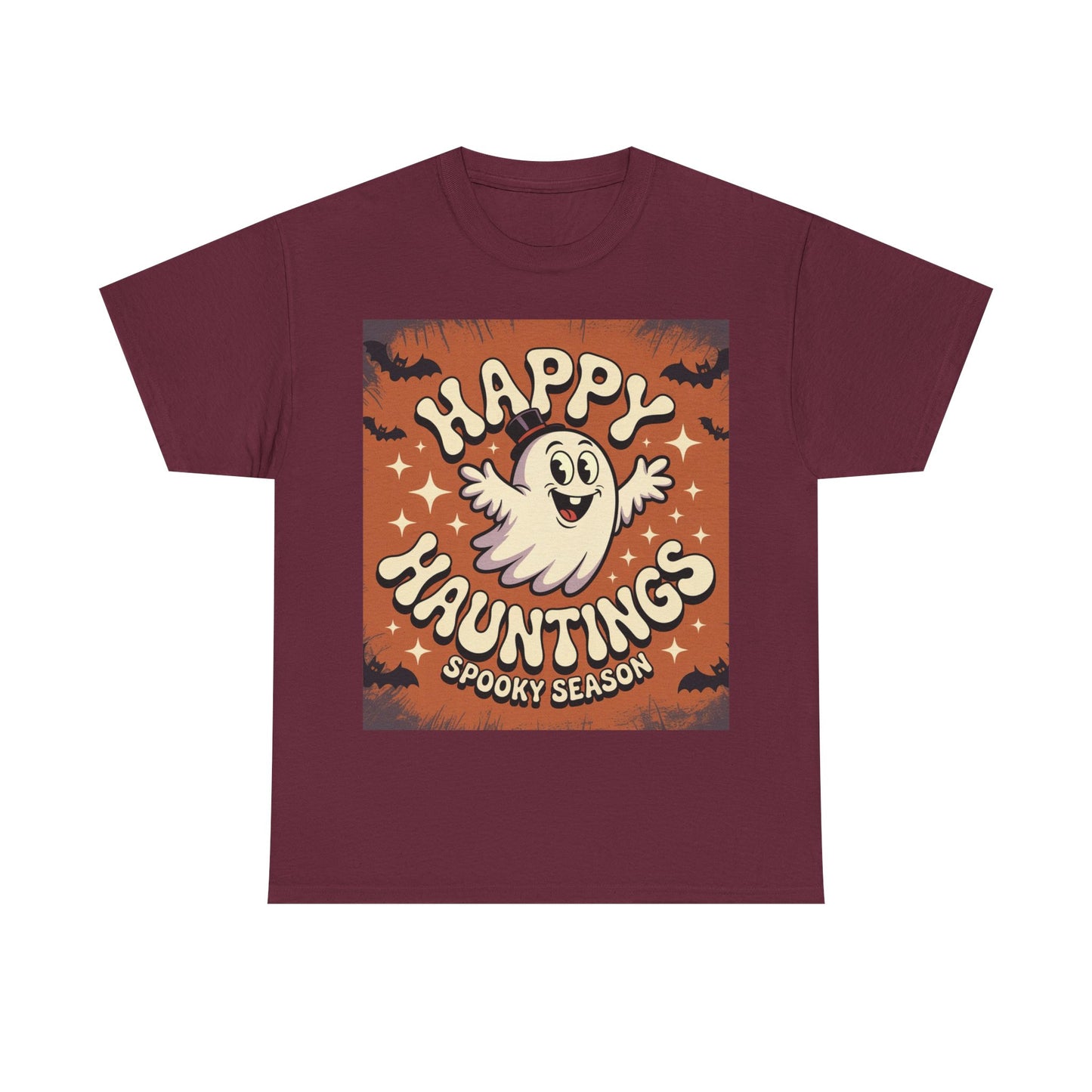 Happy Hauntings Unisex Halloween Tee, Spooky Season T-Shirt, Ghost Graphic Tee, Halloween Party Shirt, Casual Fall Wear