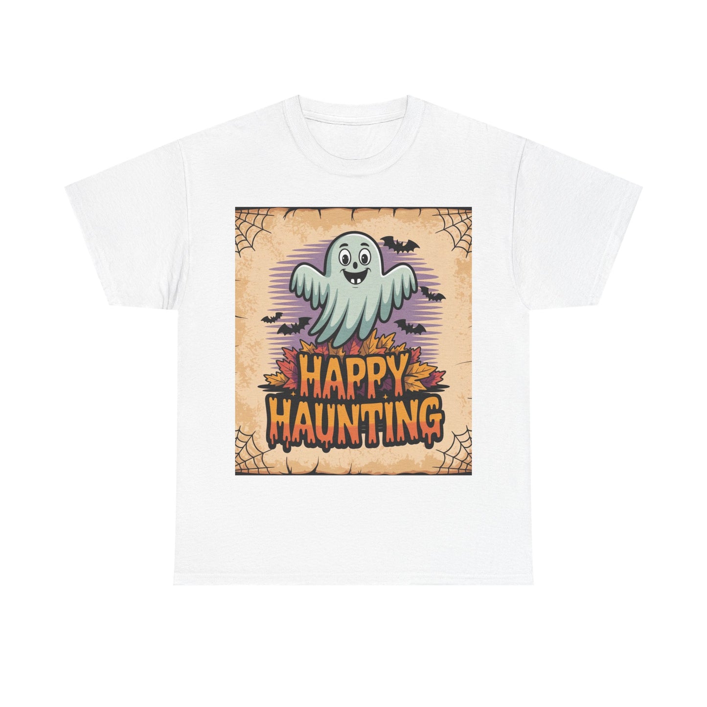 Halloween Ghost Tee, Happy Haunting Cotton Shirt, Unisex Spooky T-Shirt, Fall Festive Apparel, Ghostly Fun Clothing