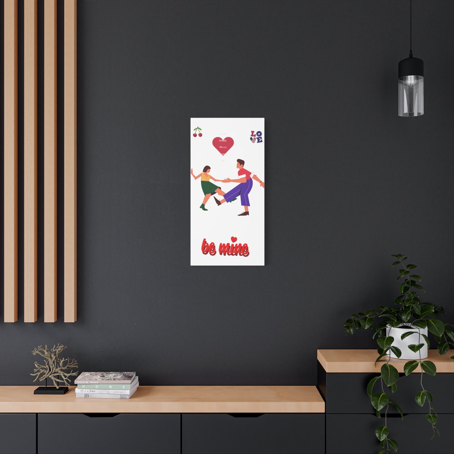 Vibrant Canvas Art Print, Cute Couple Dancing, Valentine's Gift, Home Decor, Love Quote Art, Heartfelt Wall Decoration