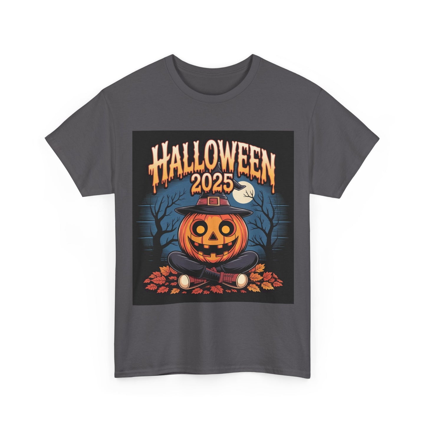 Halloween Pumpkin Tee, Unisex Heavy Cotton Tee, Spooky T-Shirt, Fall Apparel, Halloween 2025, Halloween Costumes, Autumn Fashion