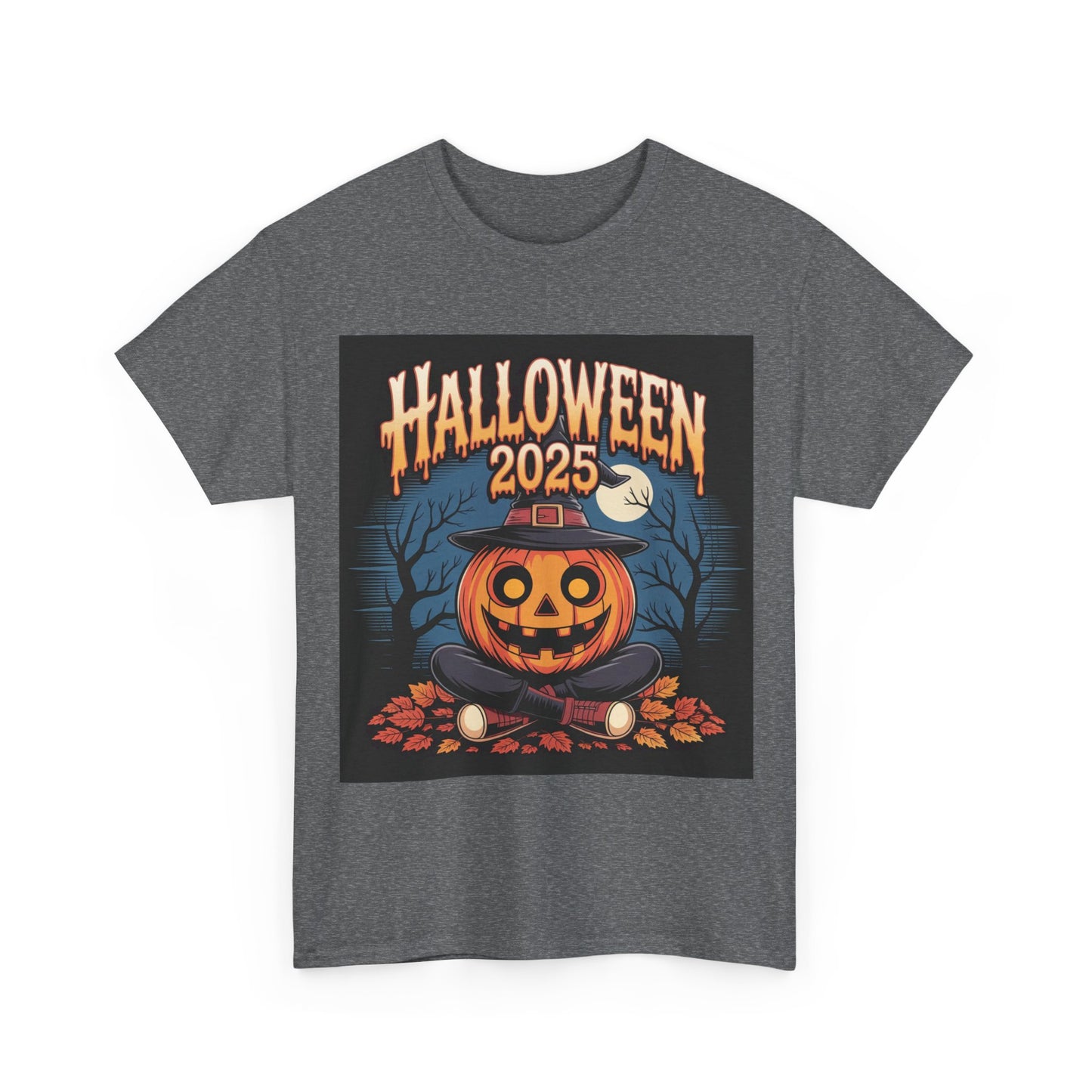 Halloween Pumpkin Tee, Unisex Heavy Cotton Tee, Spooky T-Shirt, Fall Apparel, Halloween 2025, Halloween Costumes, Autumn Fashion