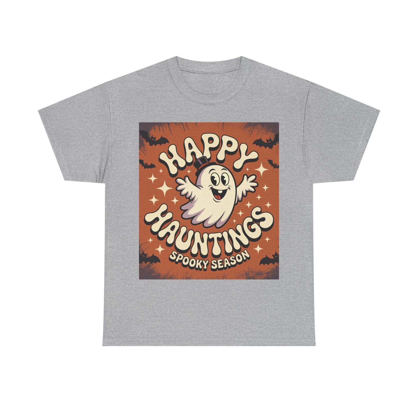 Happy Hauntings Unisex Halloween Tee, Spooky Season T-Shirt, Ghost Graphic Tee, Halloween Party Shirt, Casual Fall Wear
