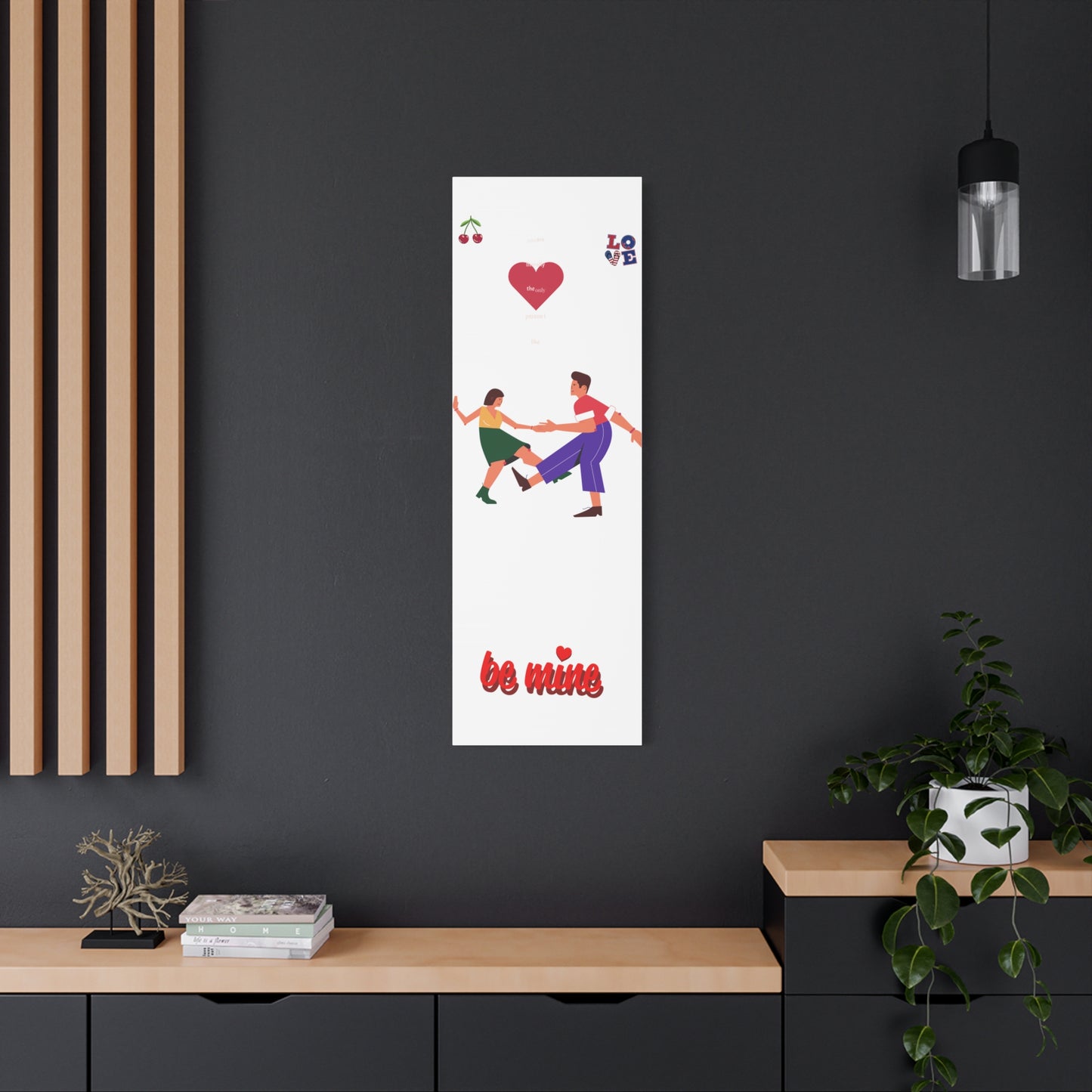 Vibrant Canvas Art Print, Cute Couple Dancing, Valentine's Gift, Home Decor, Love Quote Art, Heartfelt Wall Decoration
