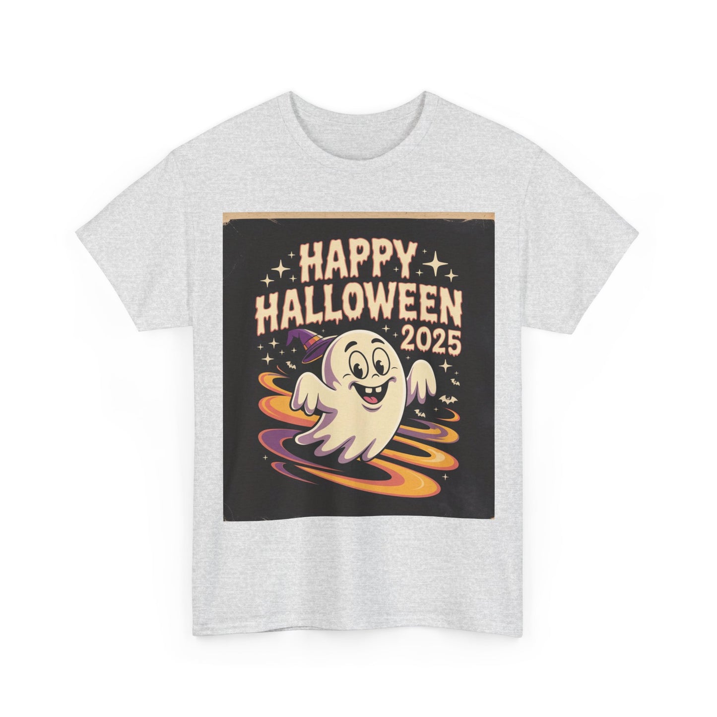 Happy Halloween Ghost Unisex Heavy Cotton Tee, Spooky Shirt, Halloween Costume, Festive Apparel, Autumn Style, Boo-tiful Tee