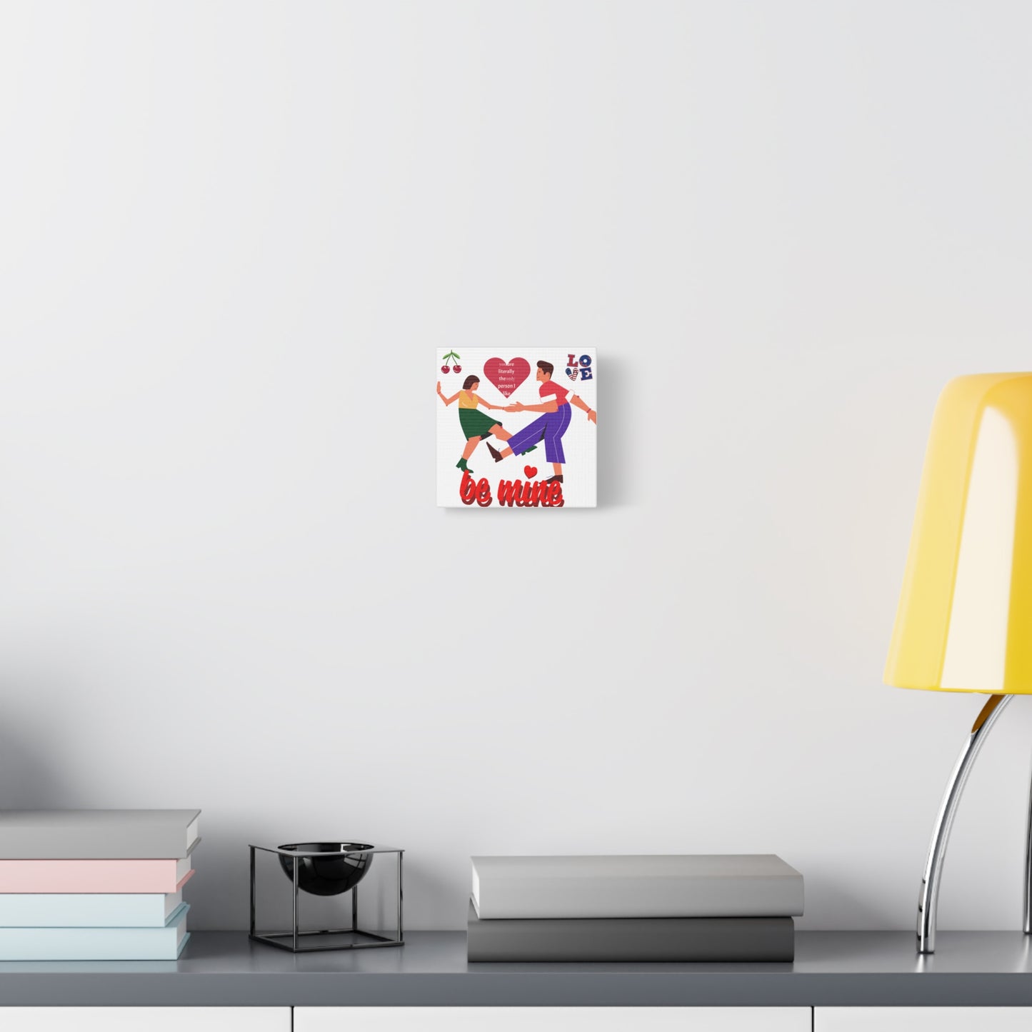 Vibrant Canvas Art Print, Cute Couple Dancing, Valentine's Gift, Home Decor, Love Quote Art, Heartfelt Wall Decoration