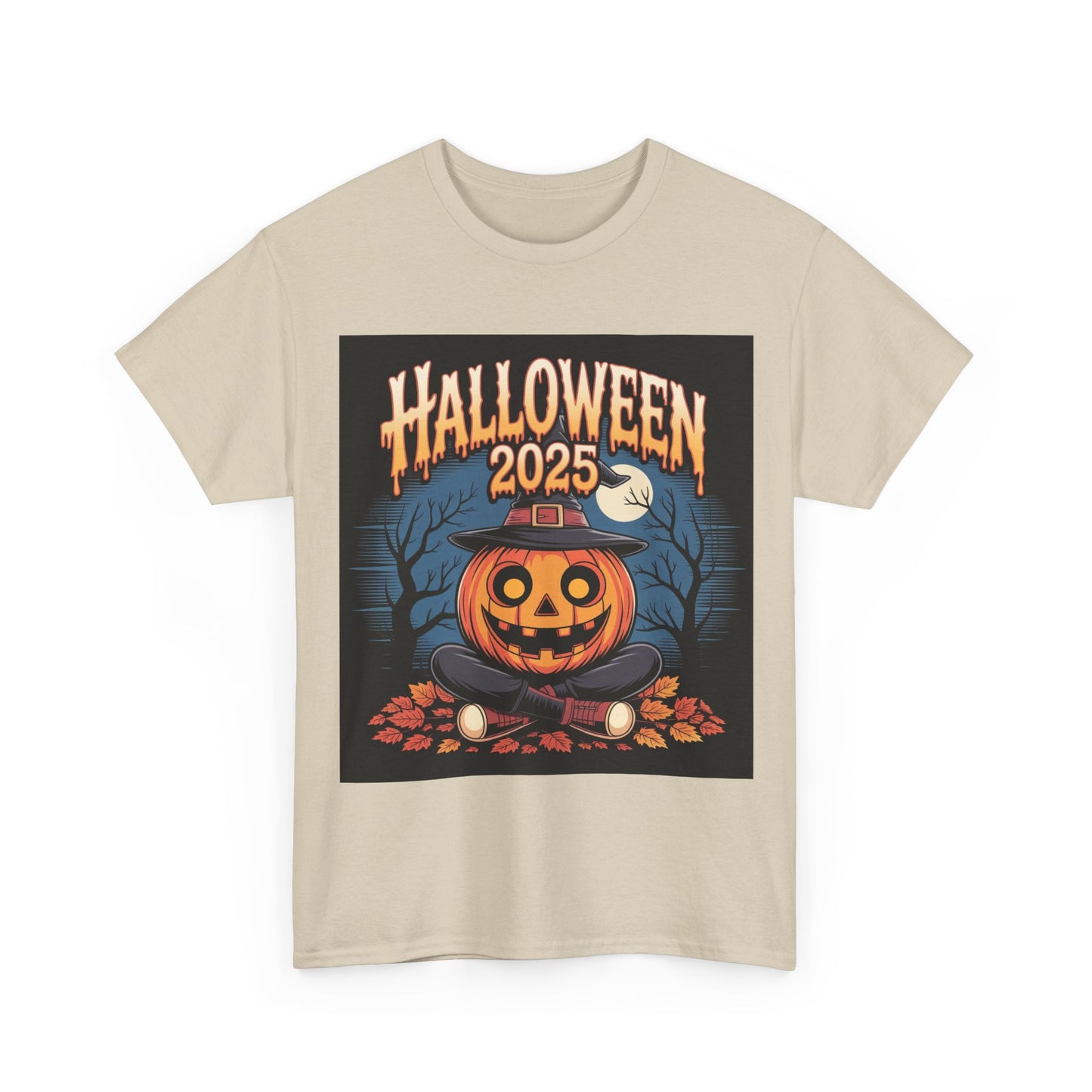 Halloween Pumpkin Tee, Unisex Heavy Cotton Tee, Spooky T-Shirt, Fall Apparel, Halloween 2025, Halloween Costumes, Autumn Fashion