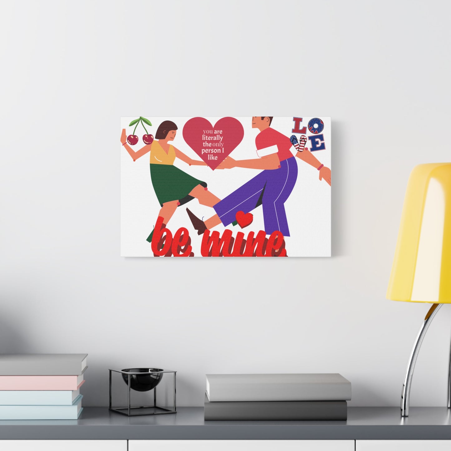 Vibrant Canvas Art Print, Cute Couple Dancing, Valentine's Gift, Home Decor, Love Quote Art, Heartfelt Wall Decoration
