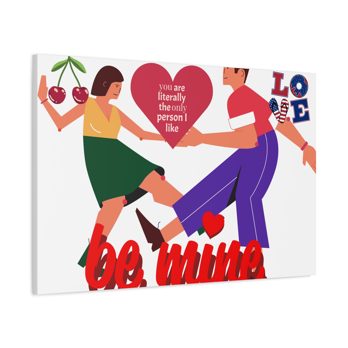 Vibrant Canvas Art Print, Cute Couple Dancing, Valentine's Gift, Home Decor, Love Quote Art, Heartfelt Wall Decoration