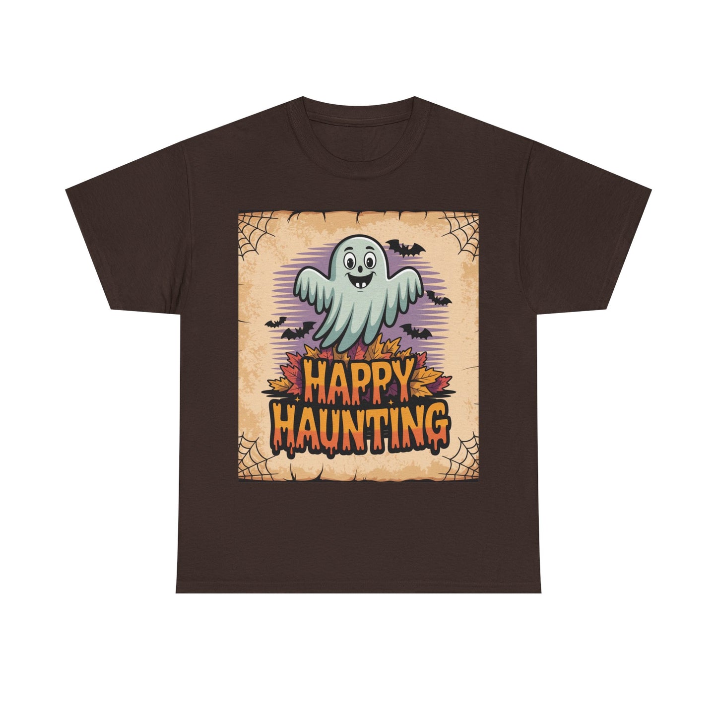 Halloween Ghost Tee, Happy Haunting Cotton Shirt, Unisex Spooky T-Shirt, Fall Festive Apparel, Ghostly Fun Clothing