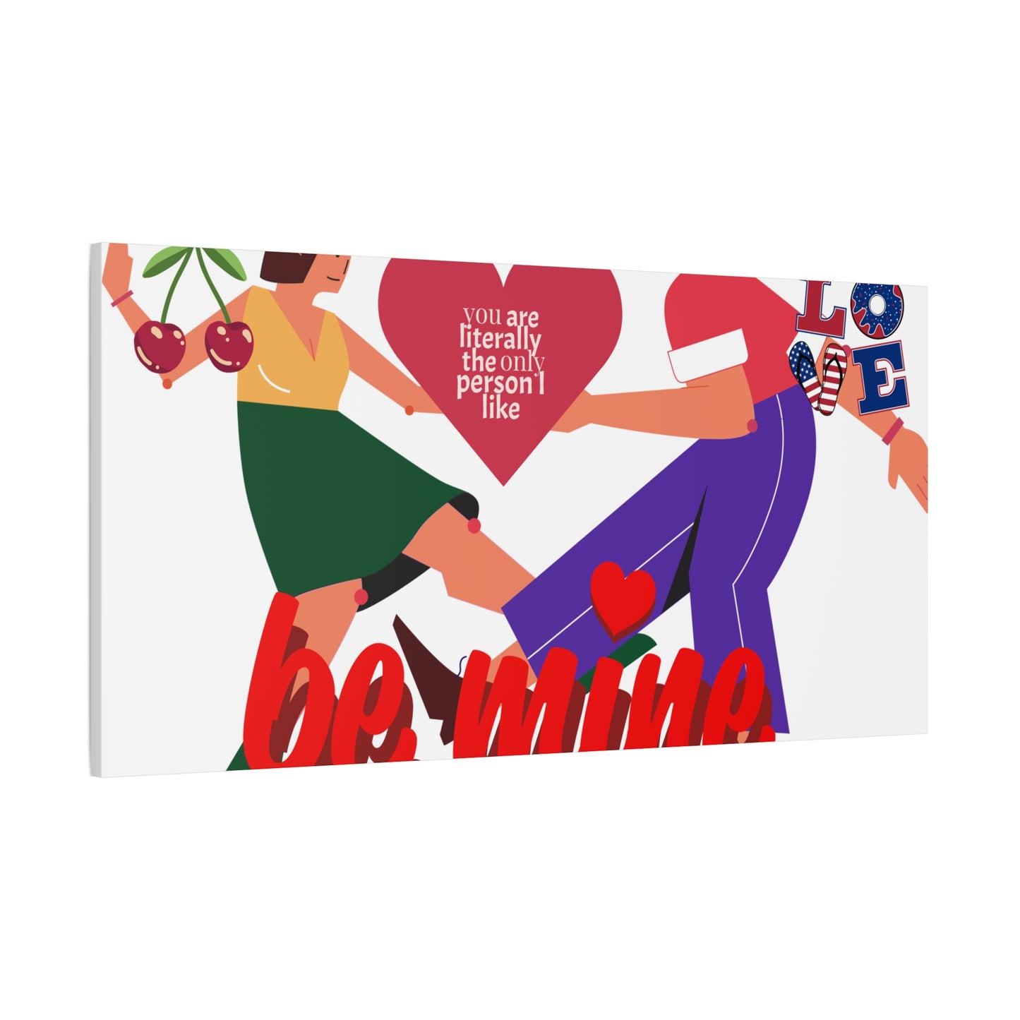 Vibrant Canvas Art Print, Cute Couple Dancing, Valentine's Gift, Home Decor, Love Quote Art, Heartfelt Wall Decoration