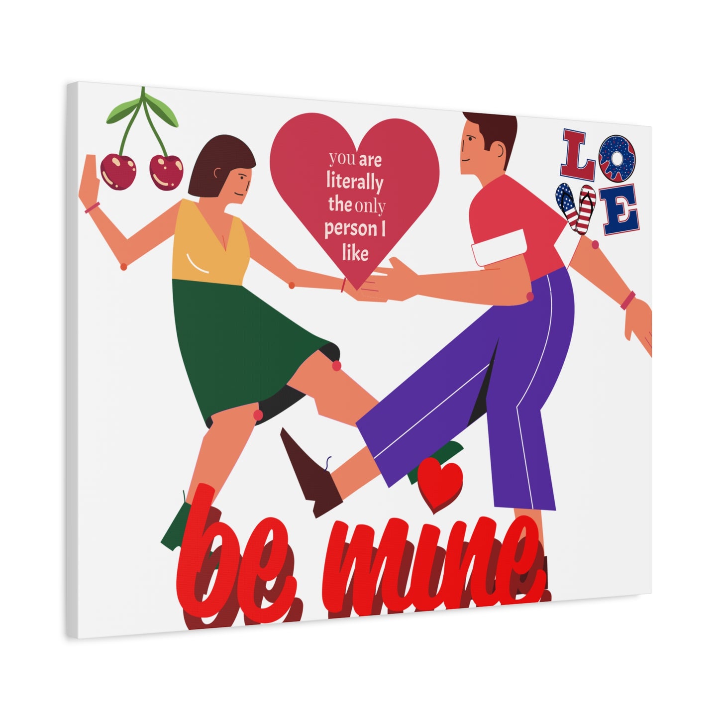 Vibrant Canvas Art Print, Cute Couple Dancing, Valentine's Gift, Home Decor, Love Quote Art, Heartfelt Wall Decoration
