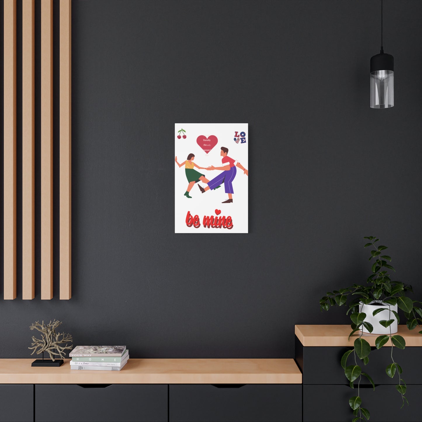 Vibrant Canvas Art Print, Cute Couple Dancing, Valentine's Gift, Home Decor, Love Quote Art, Heartfelt Wall Decoration