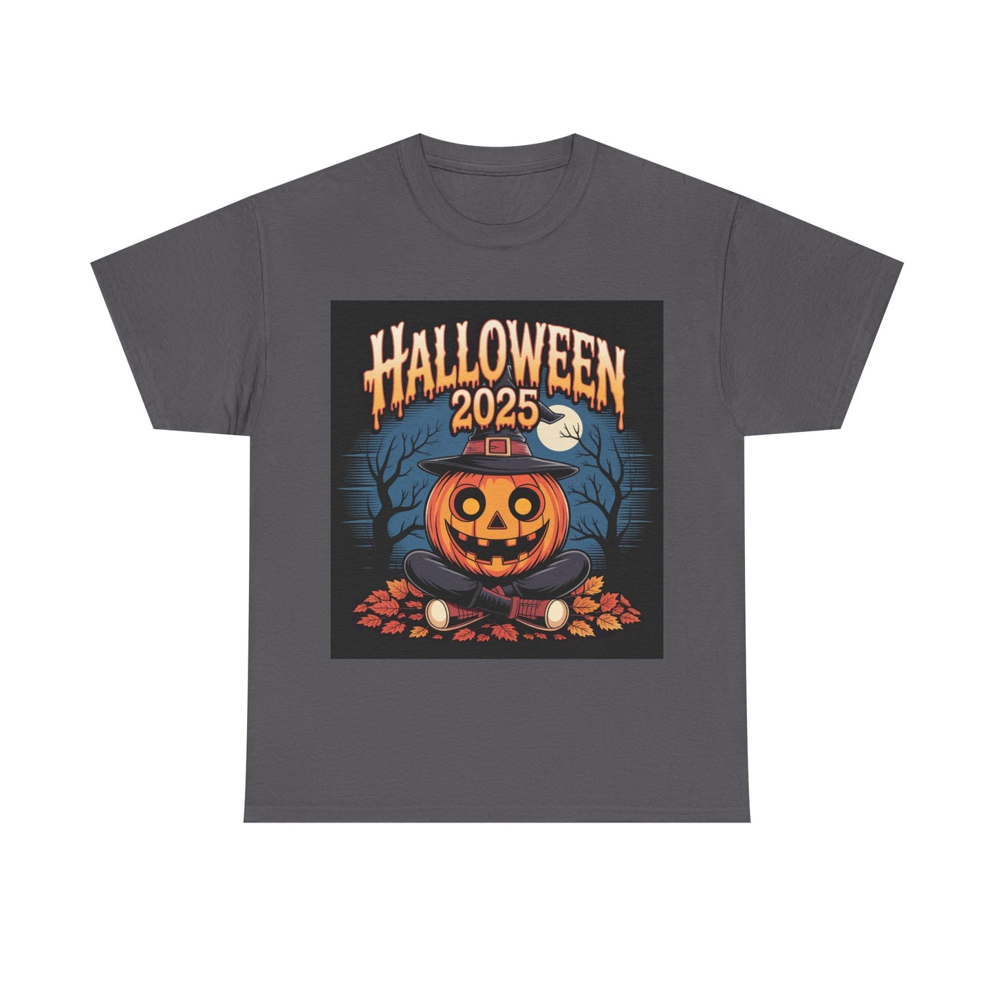 Halloween Pumpkin Tee, Unisex Heavy Cotton Tee, Spooky T-Shirt, Fall Apparel, Halloween 2025, Halloween Costumes, Autumn Fashion
