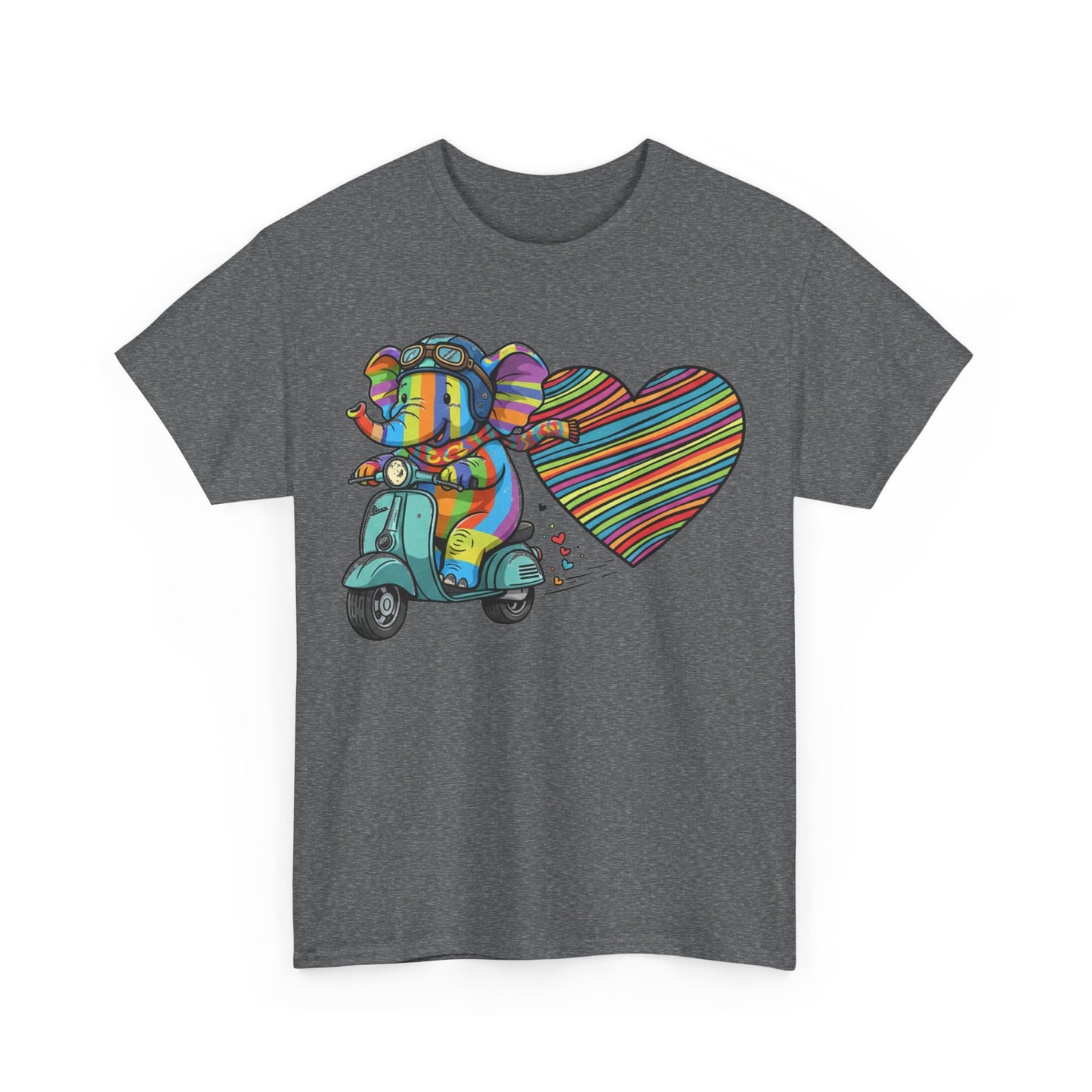 Vibrant Elephant Love Tee, Unisex Cotton T-Shirt, Colorful Graphic T-Shirt, Unique Gift for Animal Lovers, Casual Wear, Cute Apparel