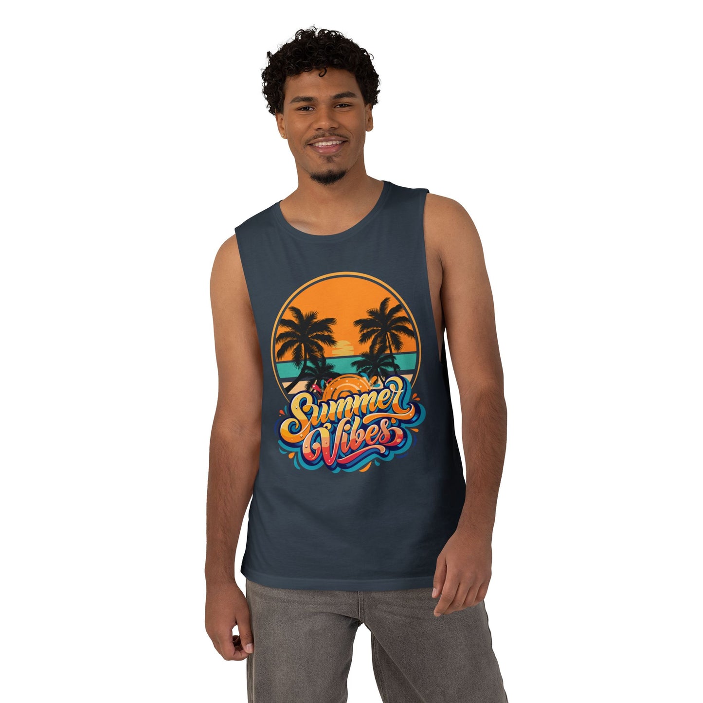 Summer Vibes Tank Top, Unisex Beachwear, Tropical Tee, Vacation Shirt, Casual Summer Apparel, Gift for Him/Her