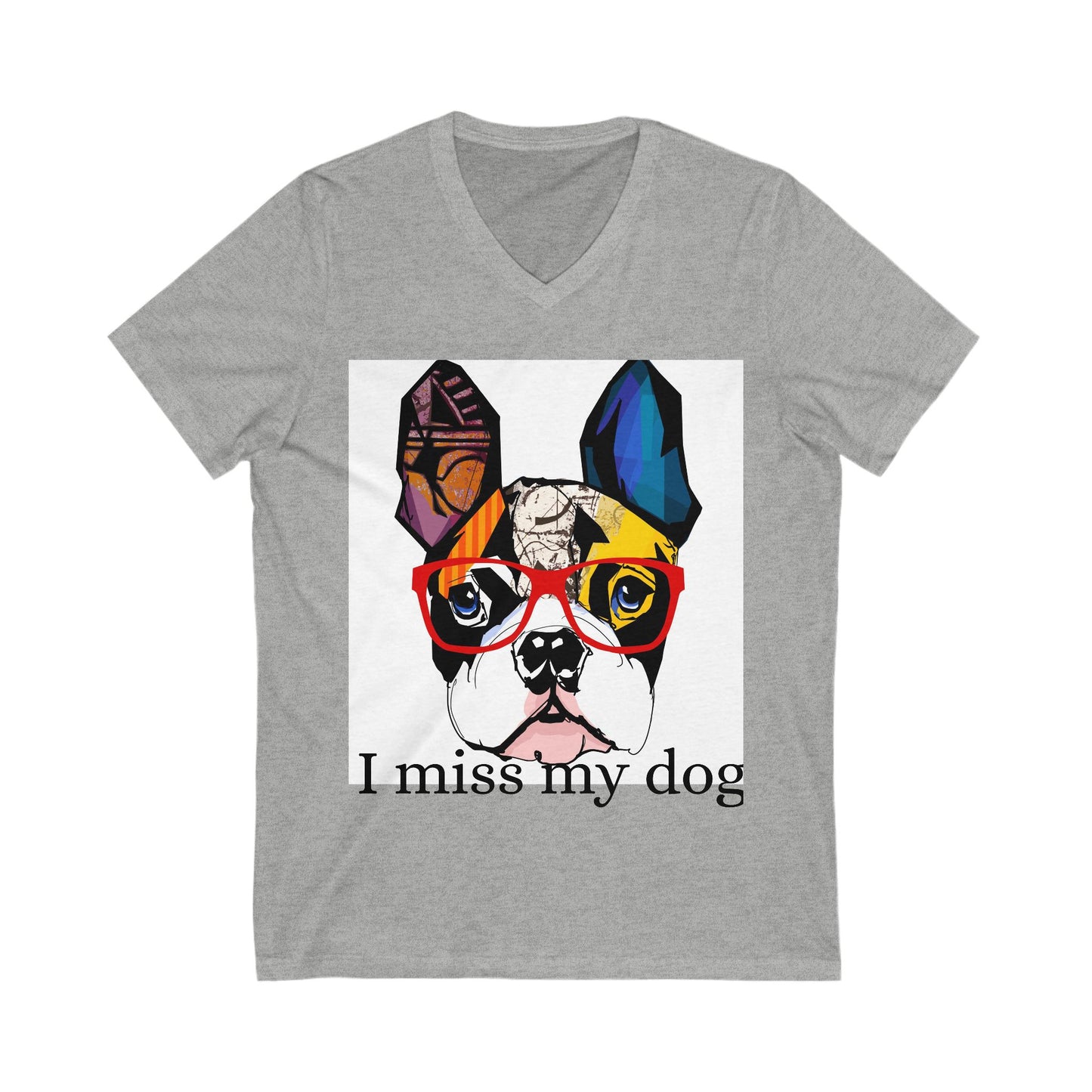 Pet Memorial V-Neck Tee, I Miss My Dog, Dog Lover Gift, Dog Loss Shirt, Grief Support Tee, Animal Lover Clothing