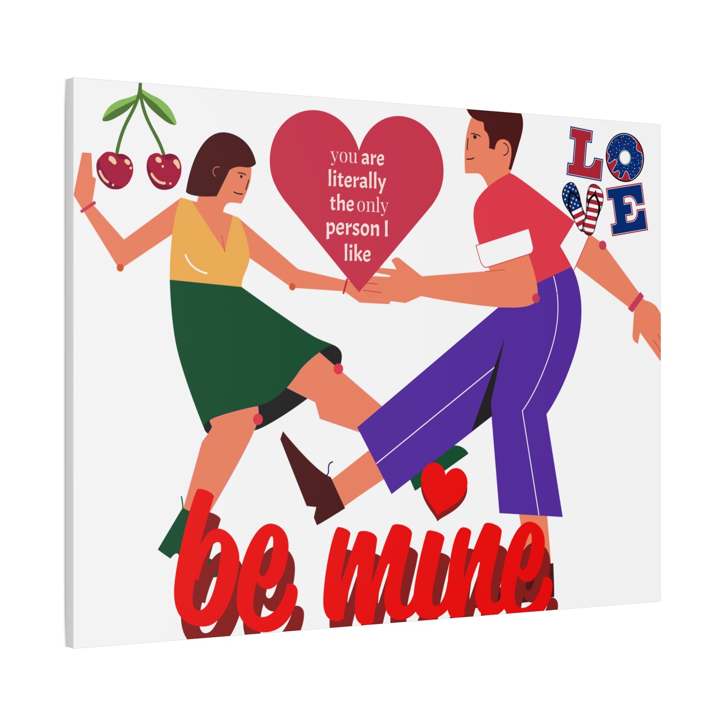 Vibrant Canvas Art Print, Cute Couple Dancing, Valentine's Gift, Home Decor, Love Quote Art, Heartfelt Wall Decoration