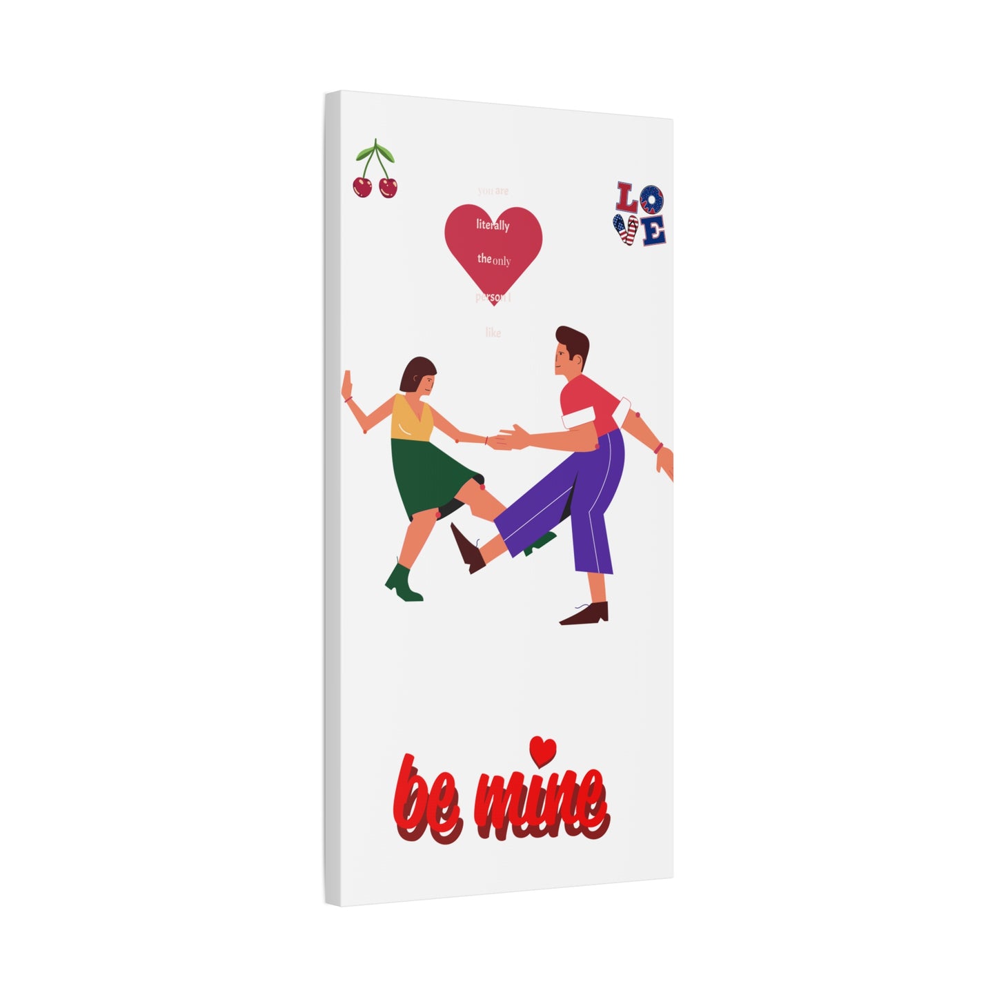Vibrant Canvas Art Print, Cute Couple Dancing, Valentine's Gift, Home Decor, Love Quote Art, Heartfelt Wall Decoration