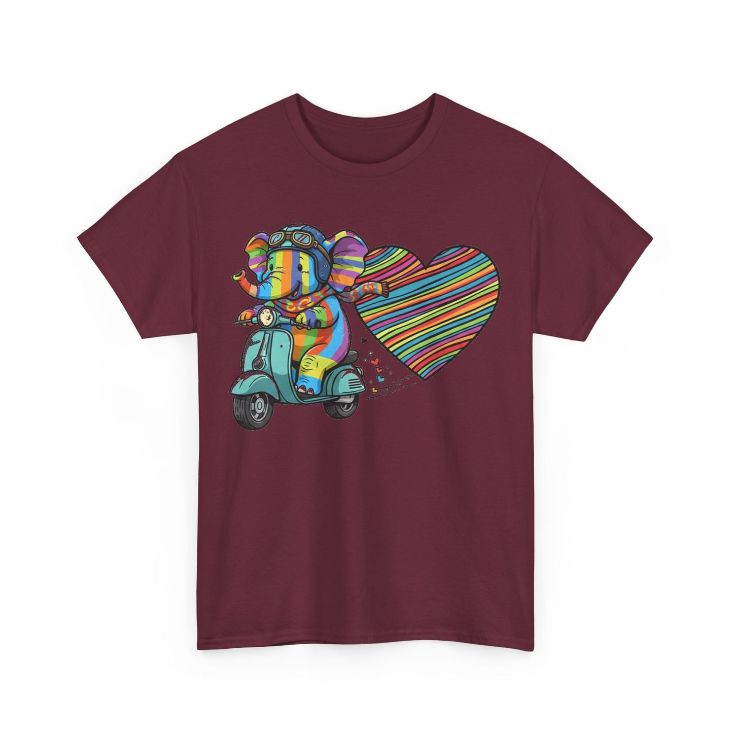 Vibrant Elephant Love Tee, Unisex Cotton T-Shirt, Colorful Graphic T-Shirt, Unique Gift for Animal Lovers, Casual Wear, Cute Apparel