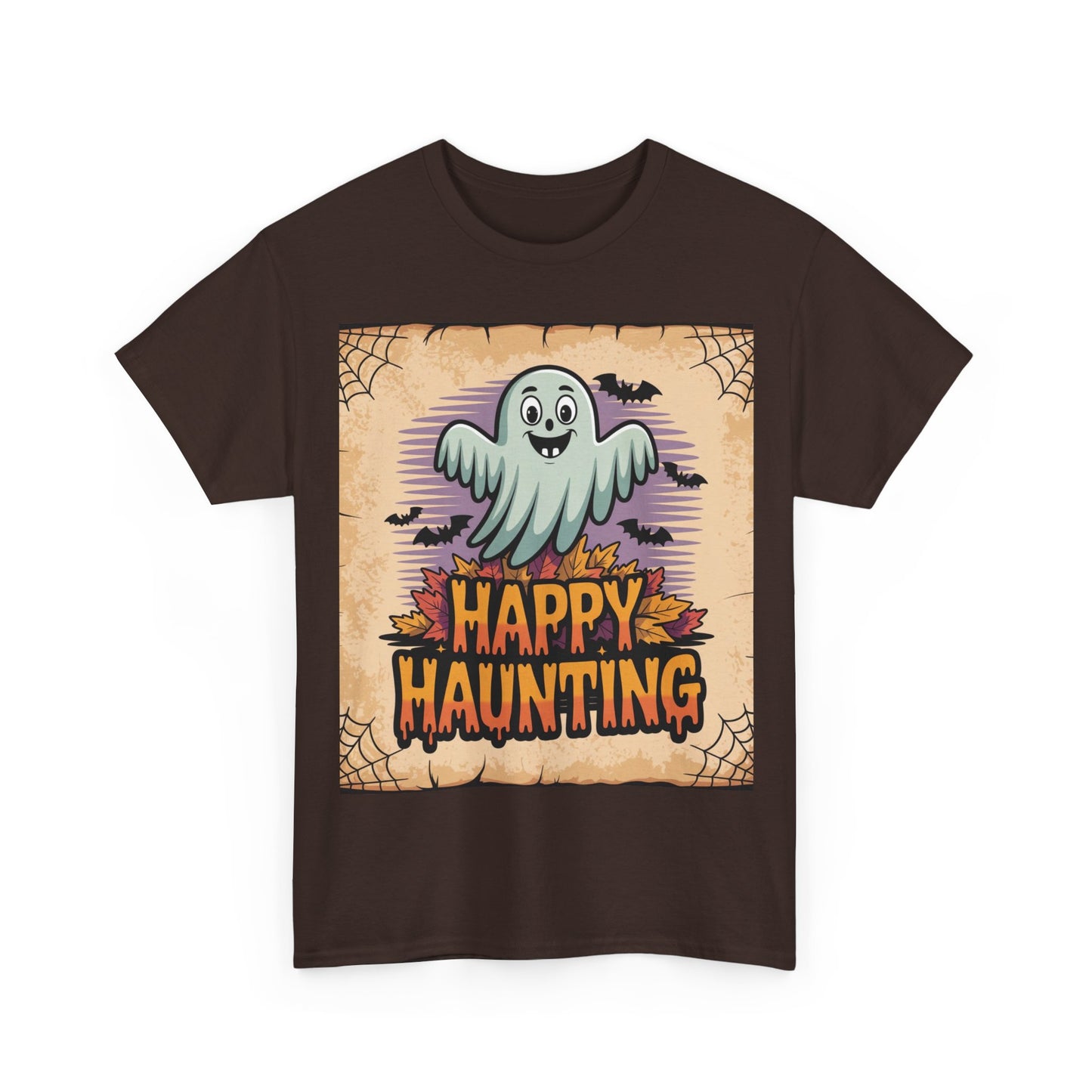 Halloween Ghost Tee, Happy Haunting Cotton Shirt, Unisex Spooky T-Shirt, Fall Festive Apparel, Ghostly Fun Clothing
